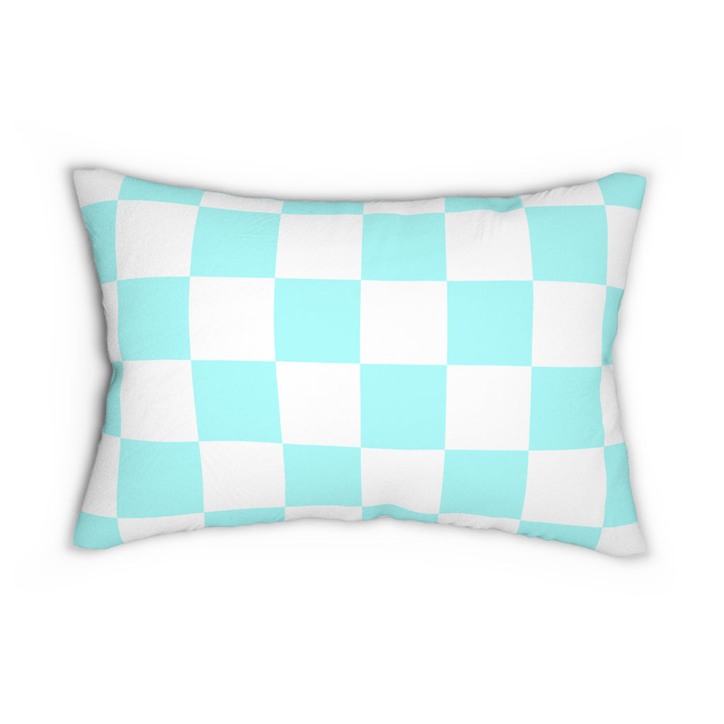 Pretty is, as Pretty Does Quote Pillow 20 x 14 Checkered Blue Throw Pillow