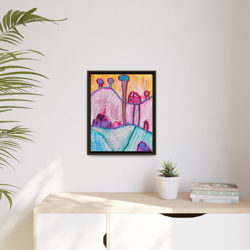 House on a Hill Matte Canvas, Framed Inspired by Frank Stella Art by Jackson Smith