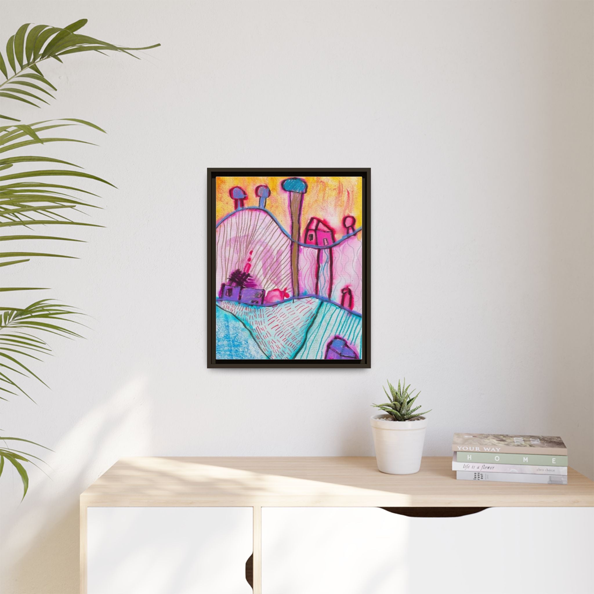 House on a Hill Matte Canvas, Framed Inspired by Frank Stella Art by Jackson Smith
