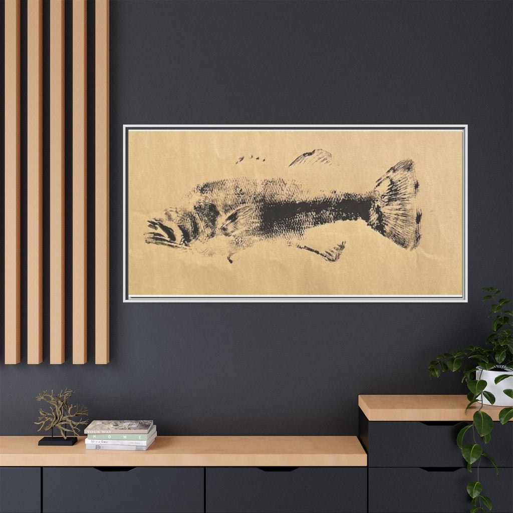 Gyotaku Fish Matte Canvas, Framed Gyotaku print by rubbing the body of an inked fish