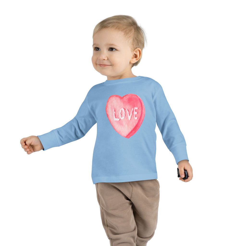 LOVE Candy Hearts Pastel LongSleeve Tee Toddler Long Sleeve Valentine's Day Tee