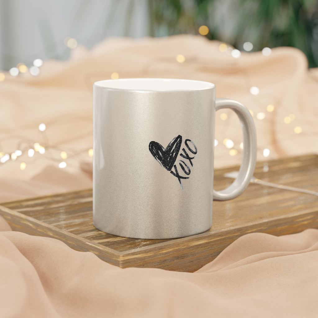 Metallic Mug (Silver") Personalized XO Valentines Mug for Valentine's Gift