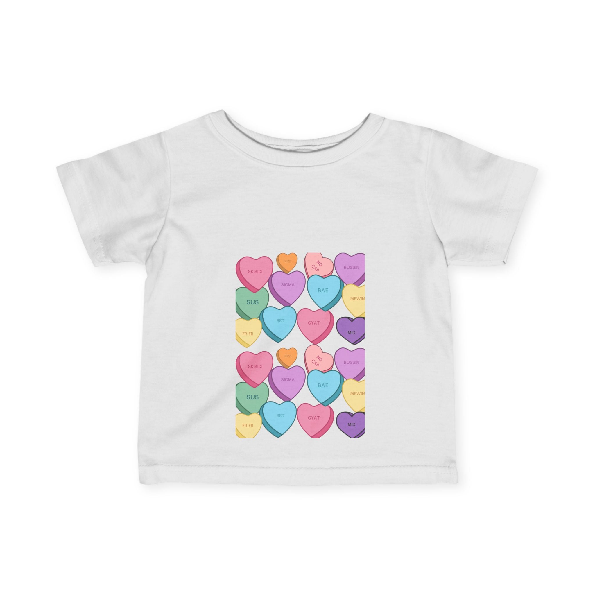 Infant Jersey Tee, Candy Hearts Slang Matching Toddler Shirt for Siblings, Valentine's Day, Family Photos, Baby Shower Gift, Kids Clothing