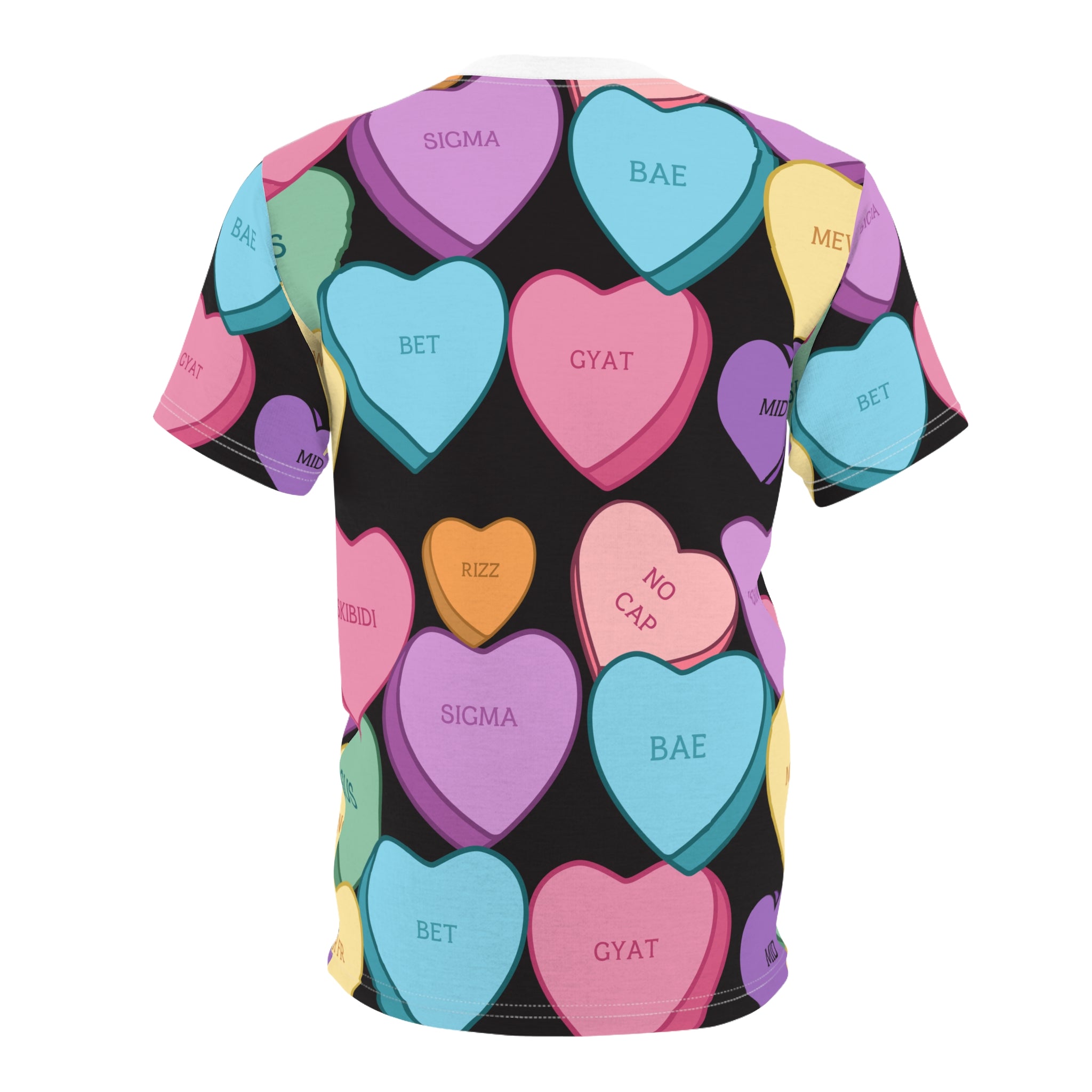 Valentines Candy Hearts Adult Valentines Day Shirt, Gift for Valentine, Love Holiday Tee, Black and Pastel Print