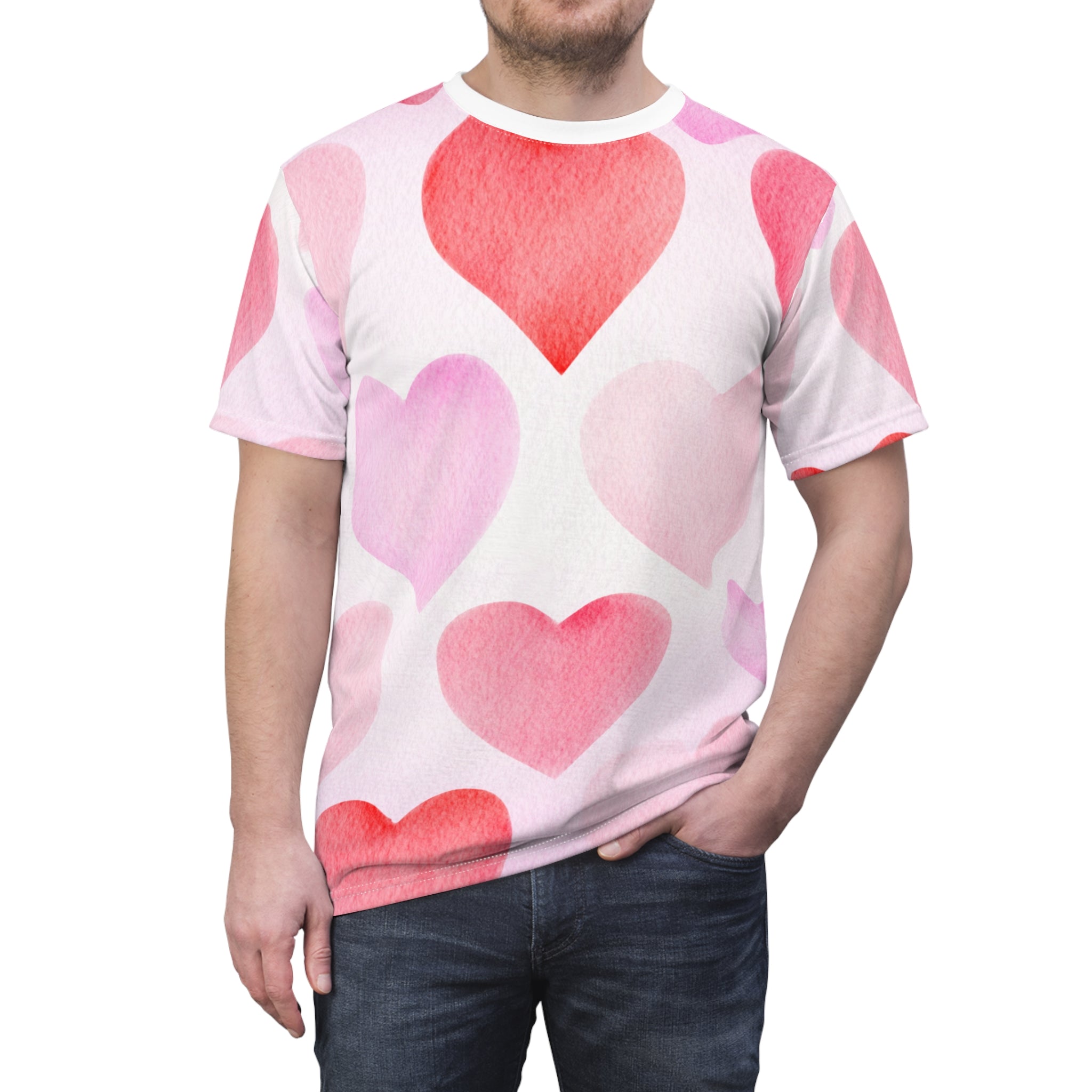 Mens Heart Print Valentines Tee Mens Valentine's Heart Print Shirt