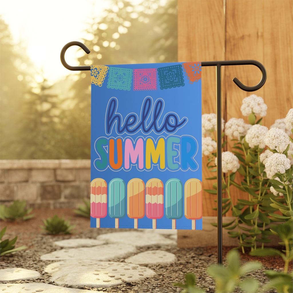 Summer Welcome Flag Hello Summer 12x18 Inches with Popsicles Design