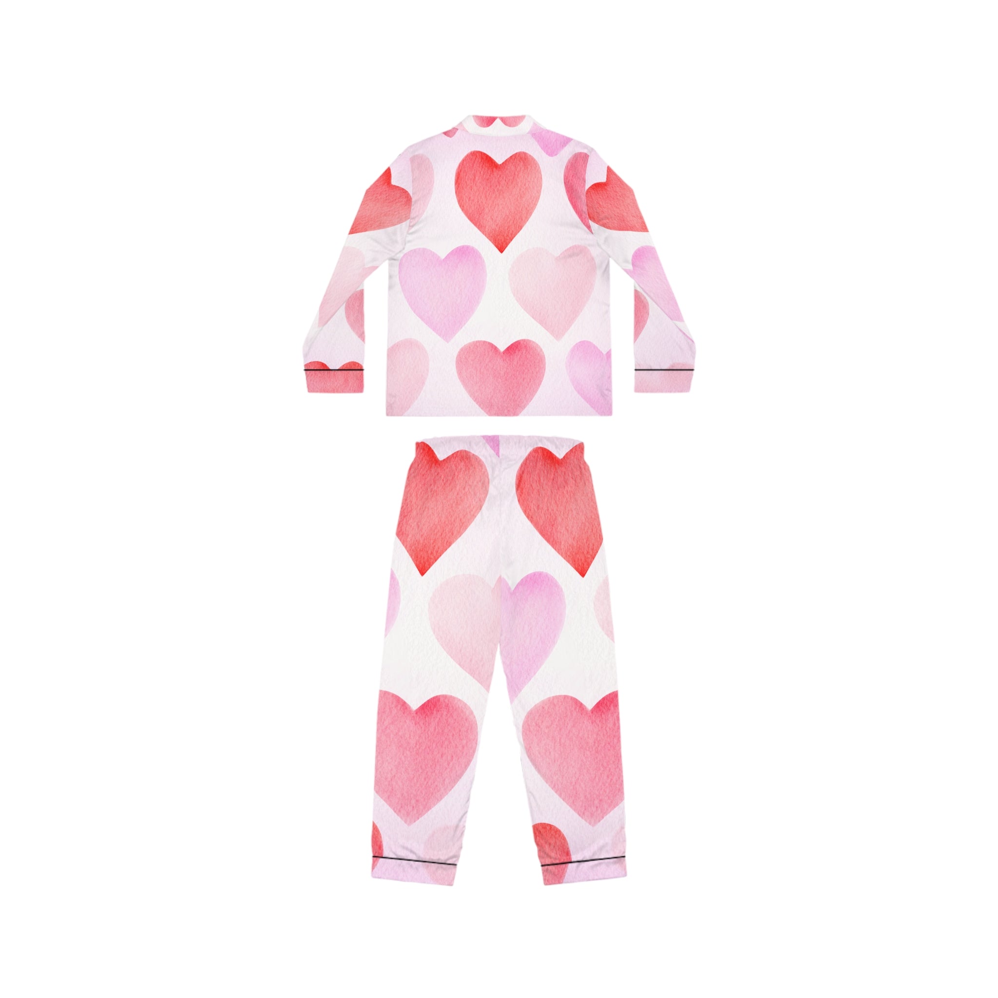 Women's Satin Heart Print Pajamas Valentine's Pajama Set Valentines Satin Pajama Set Ladies