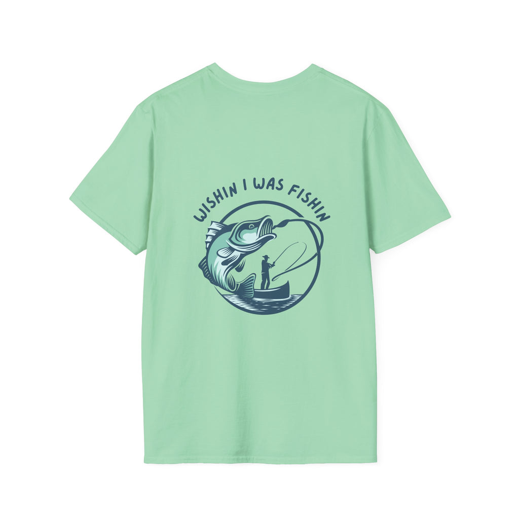 Fishing HumorGraphic Soft Tee Fishing T-Shirt - Wishin I Was FishinTee Gift for Dad