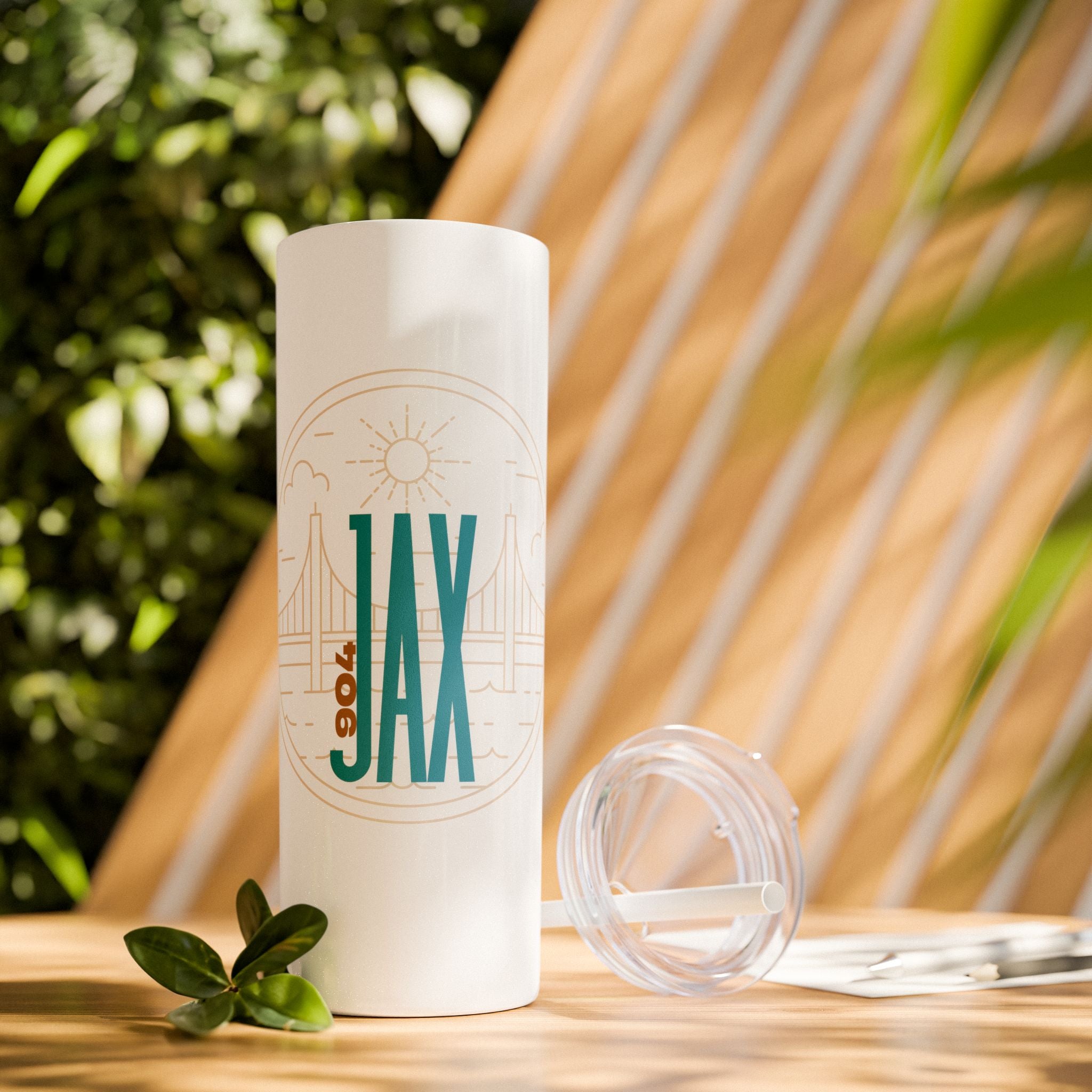 Jacksonville City of Bridges Skinny Tumbler with Straw, 20oz