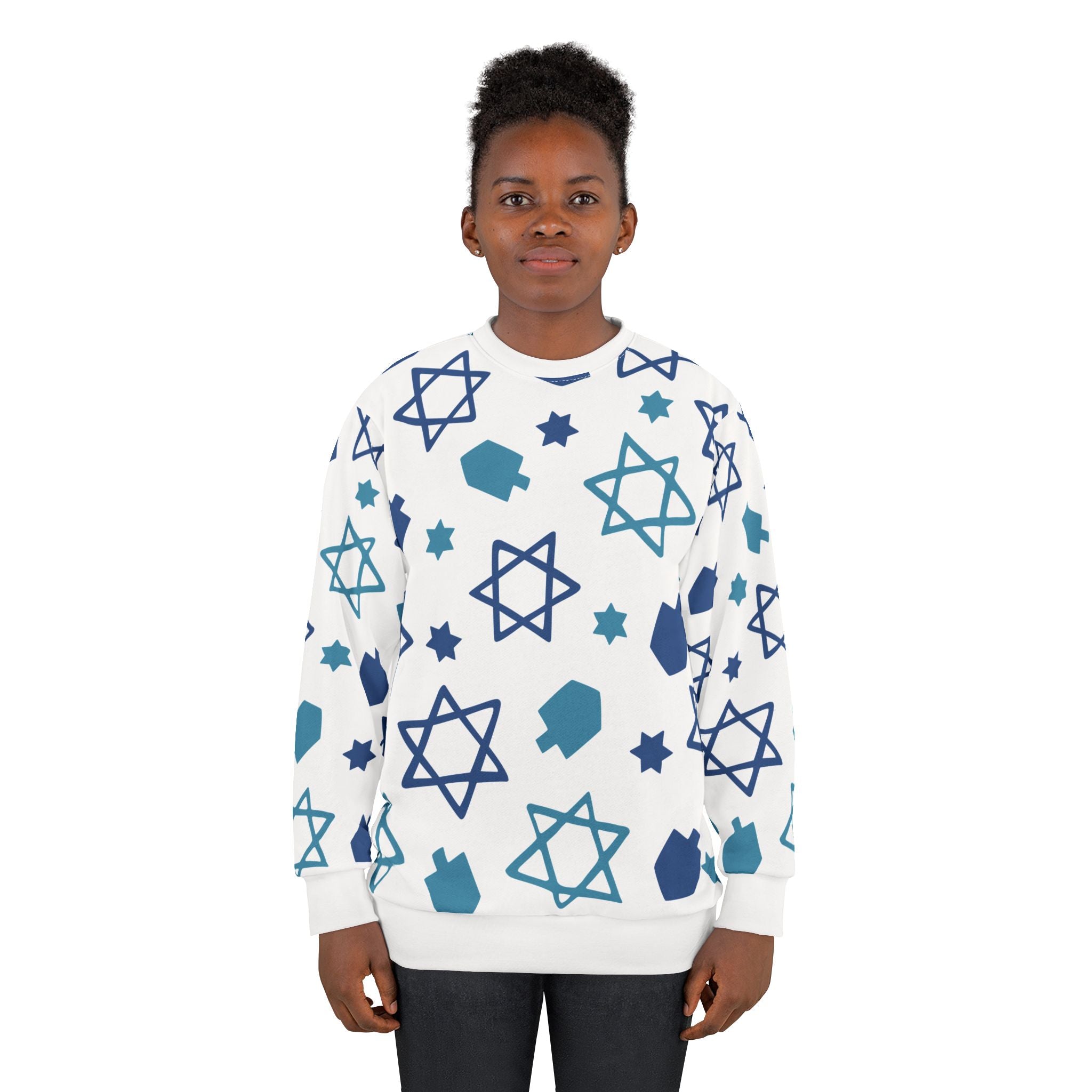 Hanukkah Sweatshirt Schlomo's Blues All Over Print Unisex Sweatshirt Chanukah Apparel