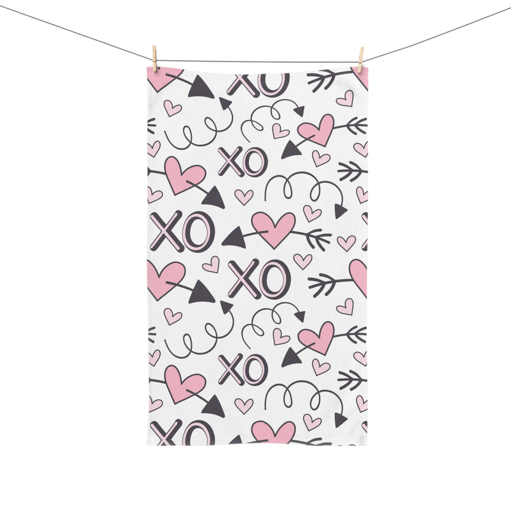 Valentine's Hand Towel Valentine's Day Hand Towel XO Heart Valentine's Day Towel