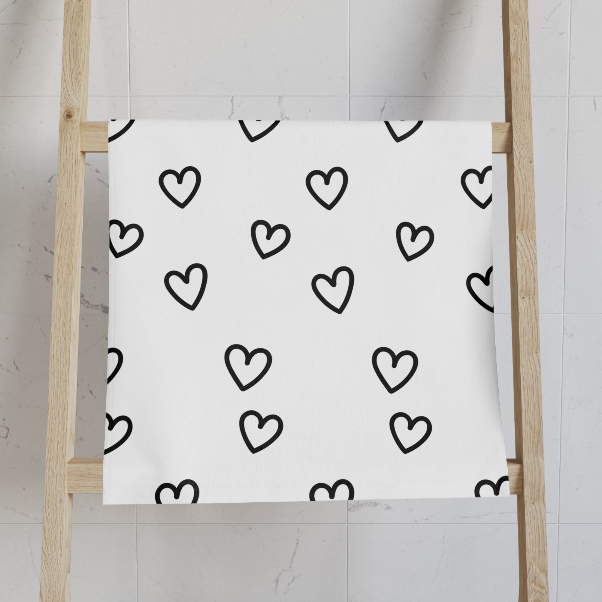 Black and White Hearts Hand Towel Valentine's Hand Towel