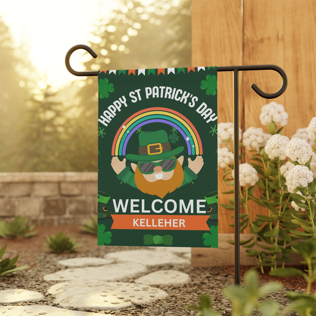 Custom Name St Patrick's Day Garden Flag St Patrick's Day Welcome Flag for Garden