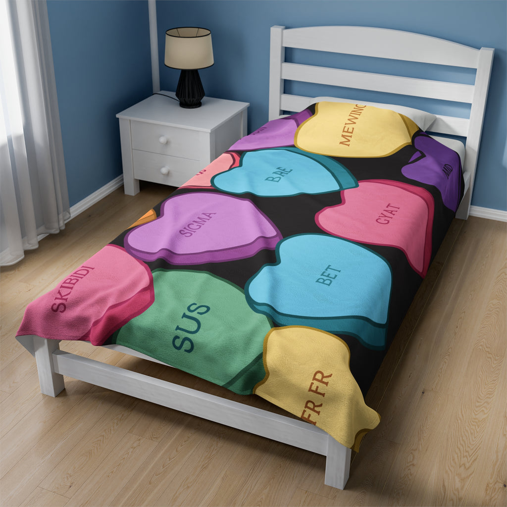 Candy Heart Valentine's Velvet Soft Blanket