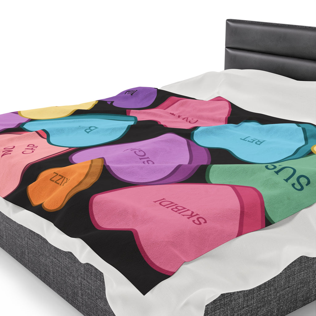 Candy Heart Valentine's Velvet Soft Blanket
