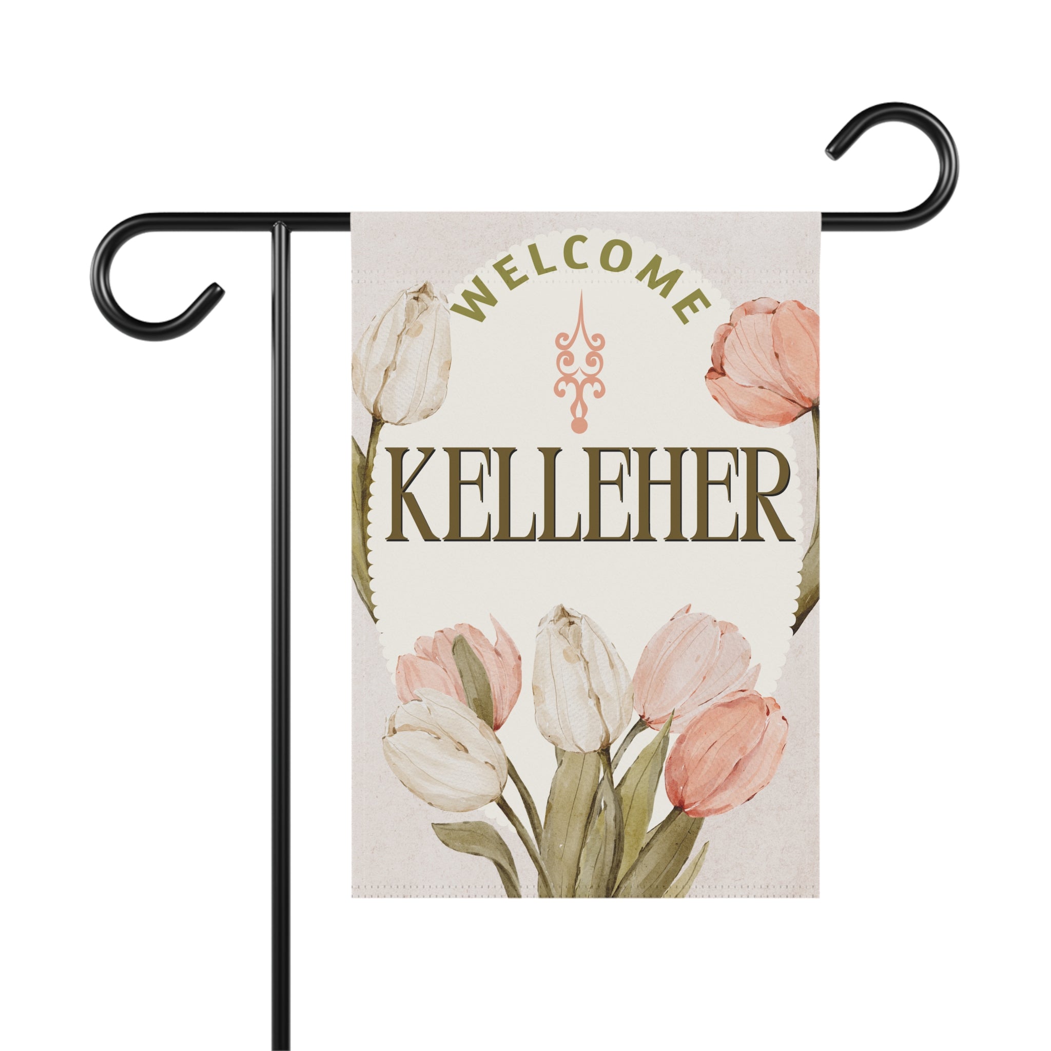 Personalized Custom Name Floral Welcome Garden Banner for Home & Yard Decoration