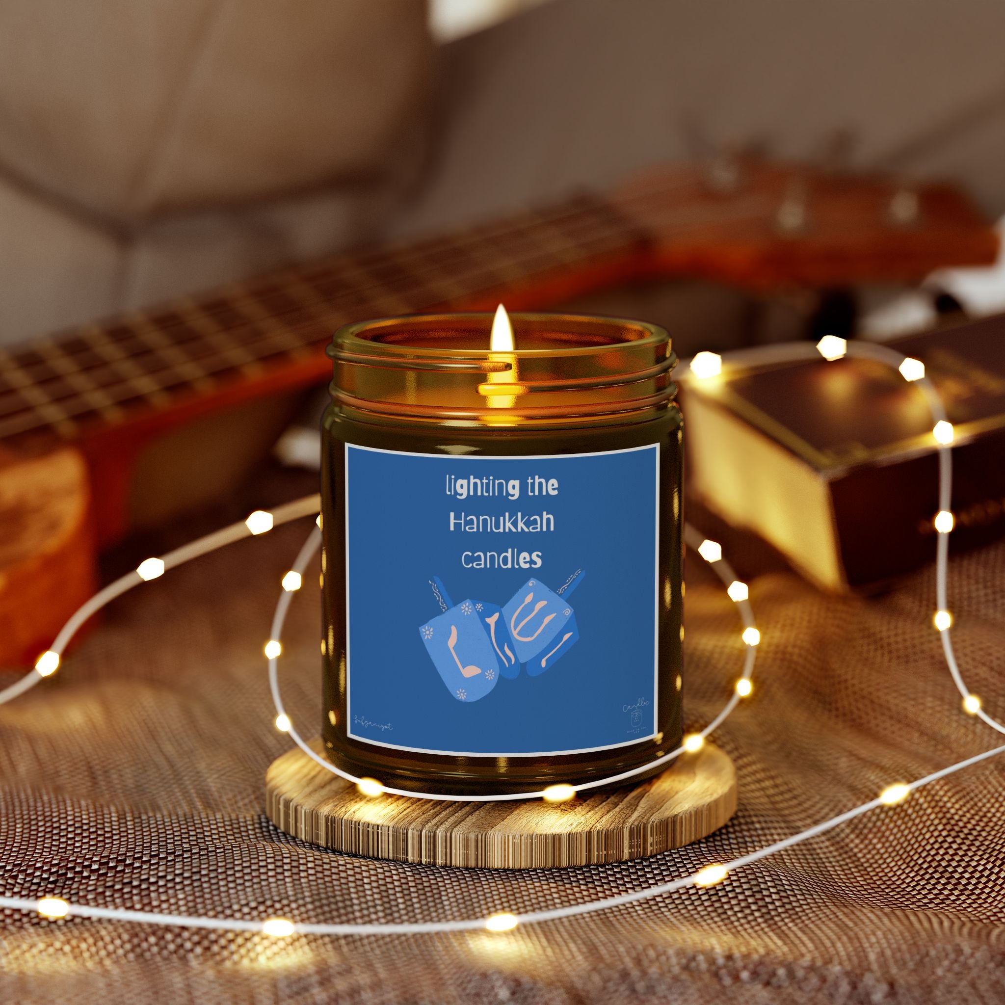 Hanukkah Holiday Candle, Sufganiyot Candle for Hanukkah Jelly Donut Scent, Made with Coconut Apricot Wax (4oz, 9oz)