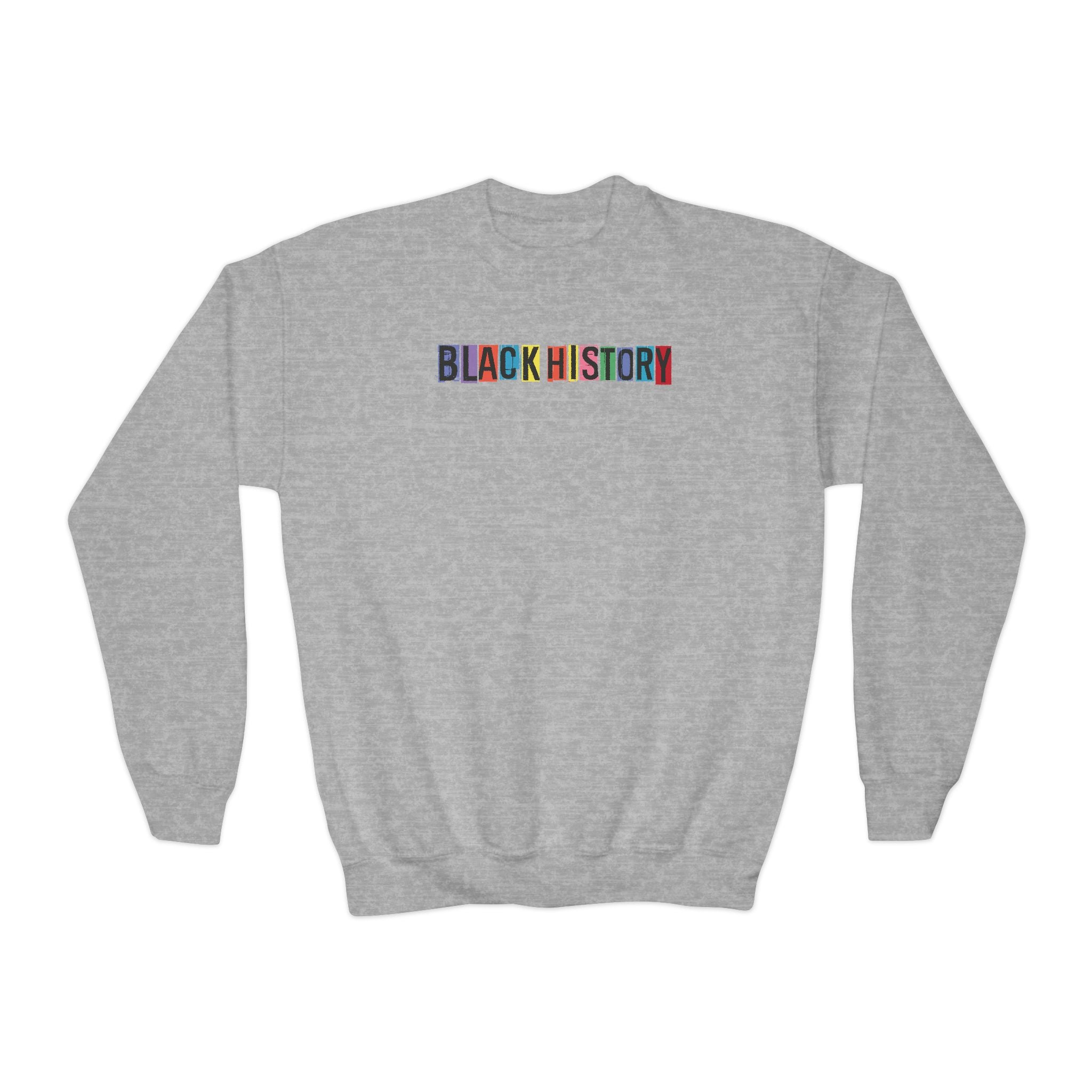 Black History What We Learn from Black History Candy Hearts Youth Crewneck Sweatshirt Polyester Loose Fit Black History Month