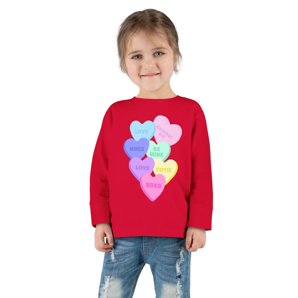 Toddler Candy Hearts Long Sleeve Tee Valentine's Toddler Tee Candy Hearts Valentine's Long sleeve Toddler Tee
