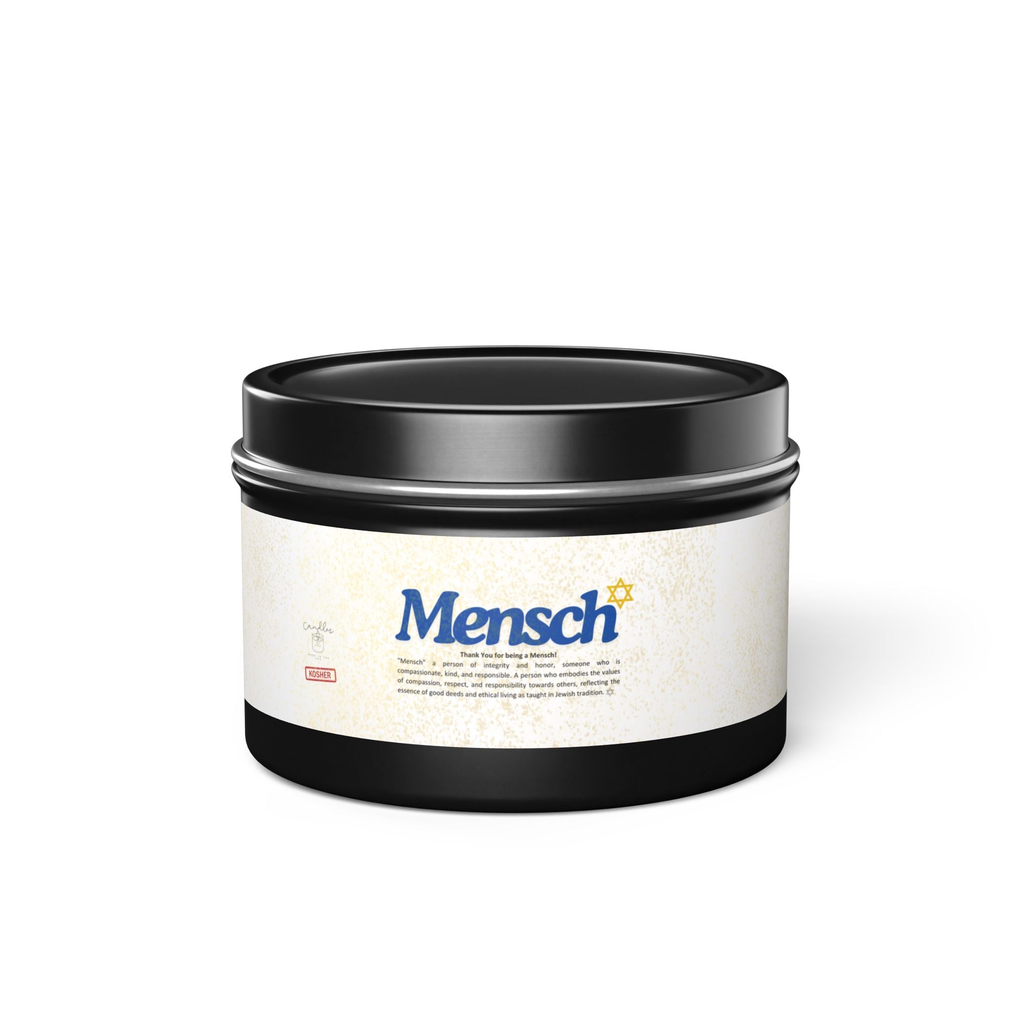 Mensch Appreciation Candle Gift, Jewish Thank You Tin Candles, Handmade in USA Gratitude Mensch Candle Jewish Gift