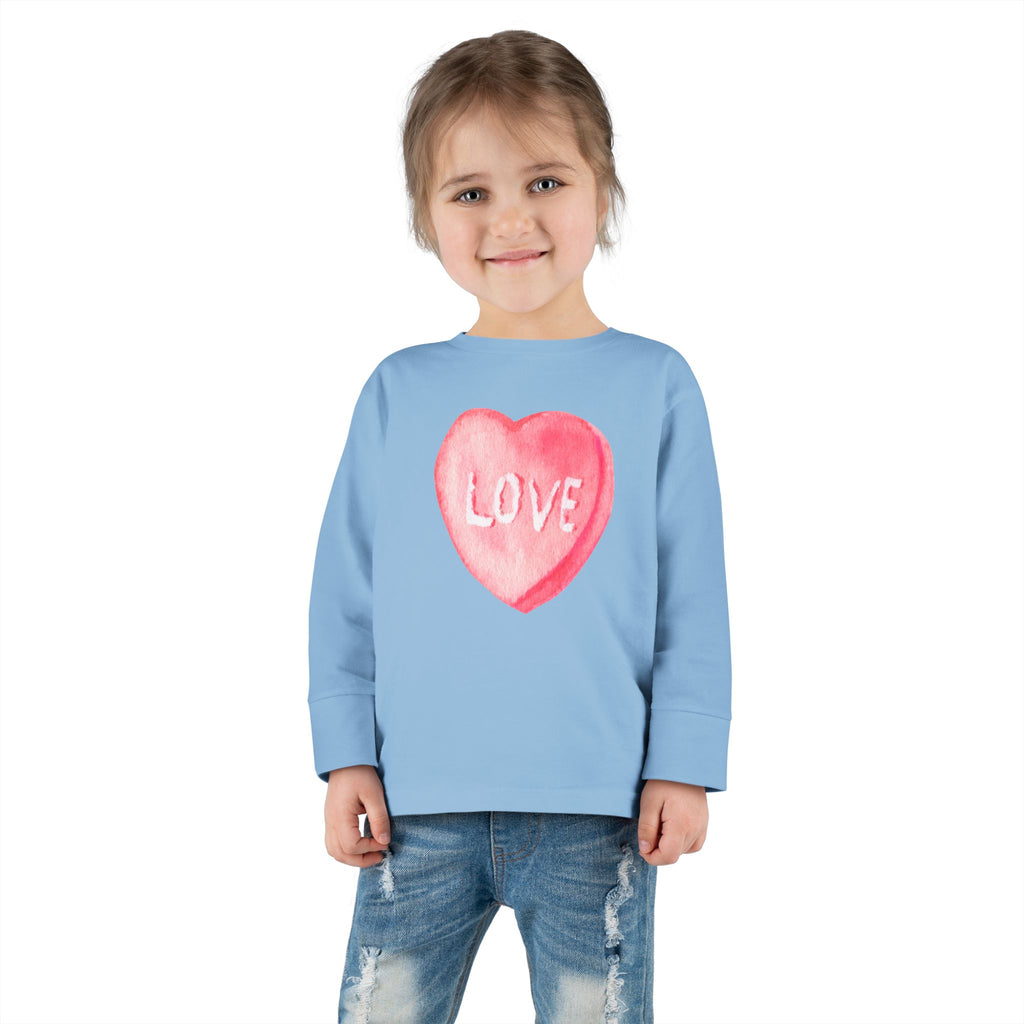 LOVE Candy Hearts Pastel LongSleeve Tee Toddler Long Sleeve Valentine's Day Tee