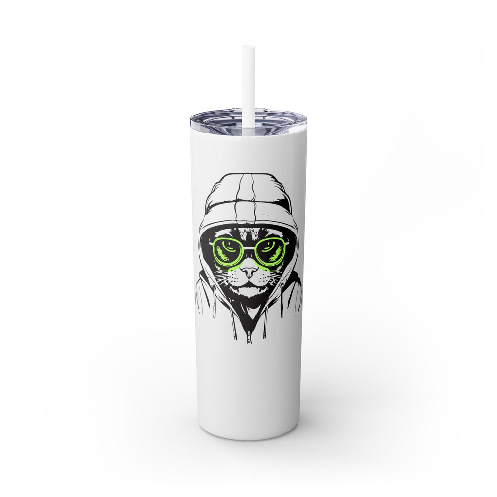 Angry Kitty Hip Cat Cool Cat Skinny Tumbler with Straw 20oz