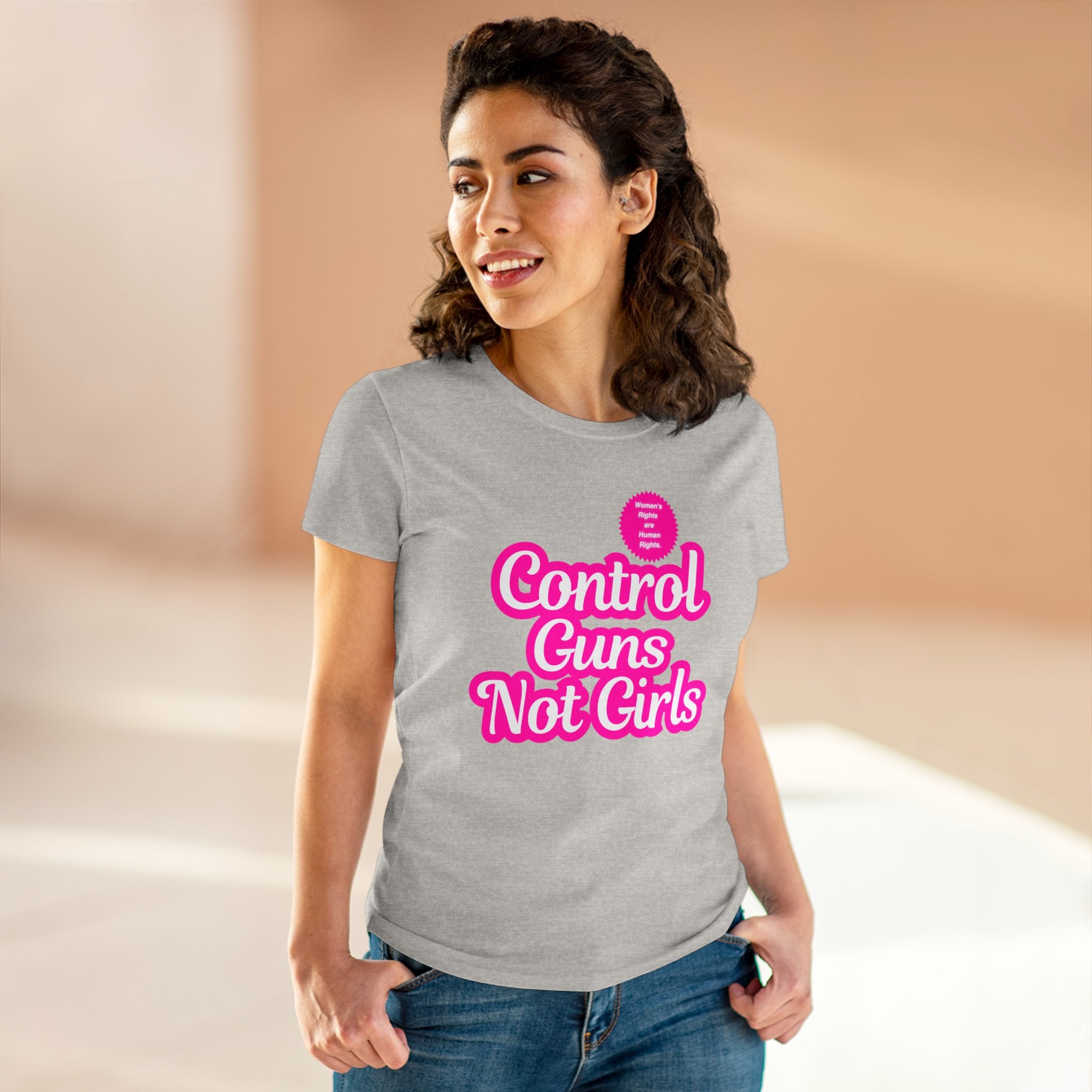 Control Guns Not Girls Women's Cotton Tee Feminist Rights TShirt