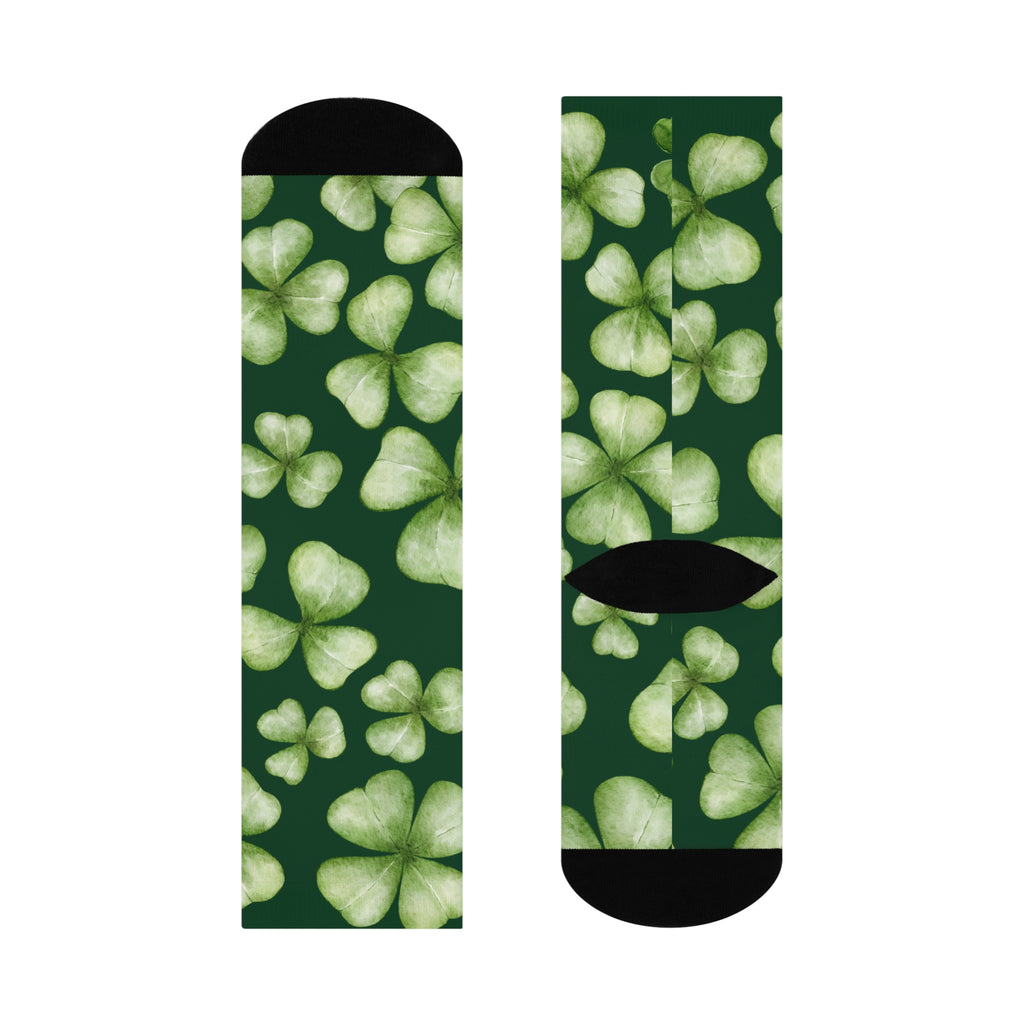 St. Patrick's Day Lucky Clover Crew Socks - Cushioned Comfort for Everyday Wear