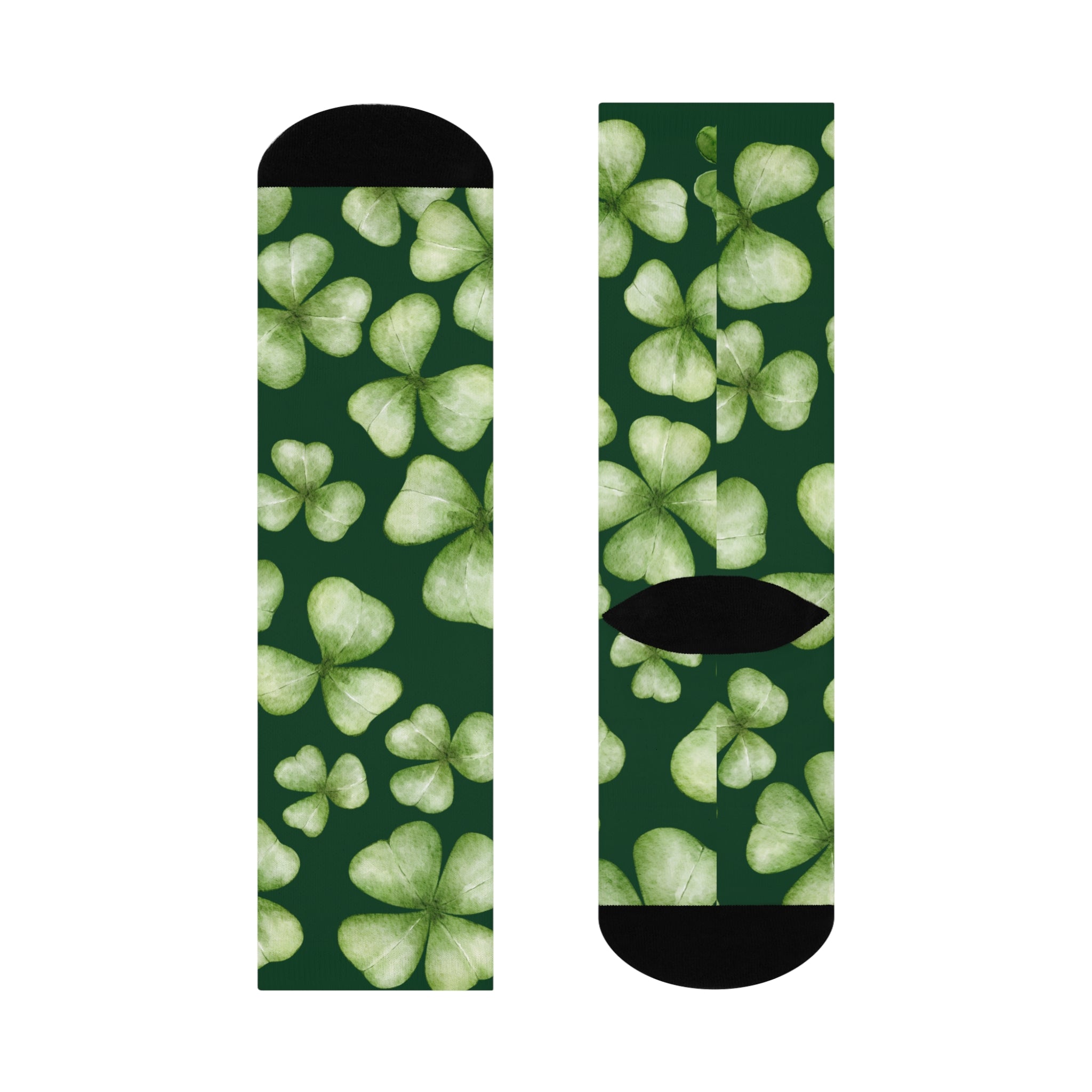 St. Patrick's Day Lucky Clover Crew Socks - Cushioned Comfort for Everyday Wear