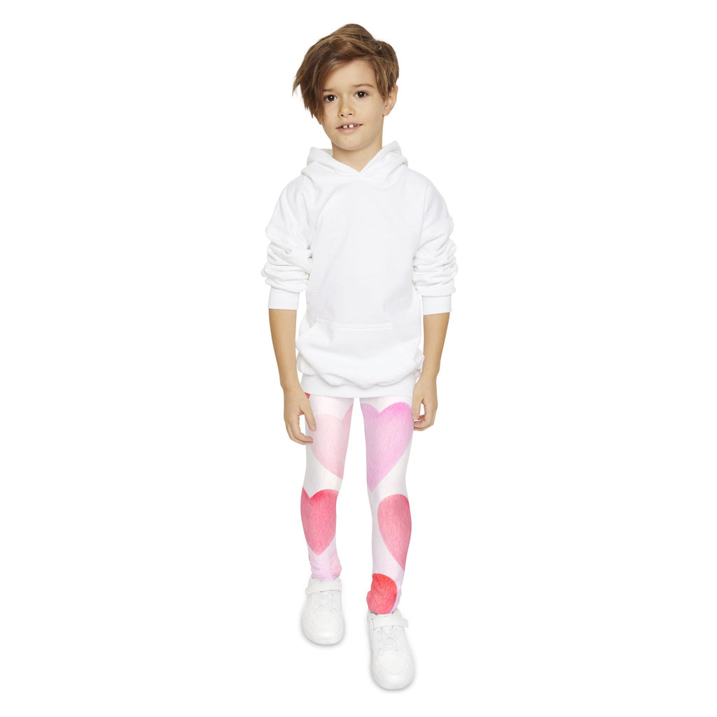 Pink Hearts Leggings Valentine's Day Leggings Youth Full-Length Valentine's Leggings