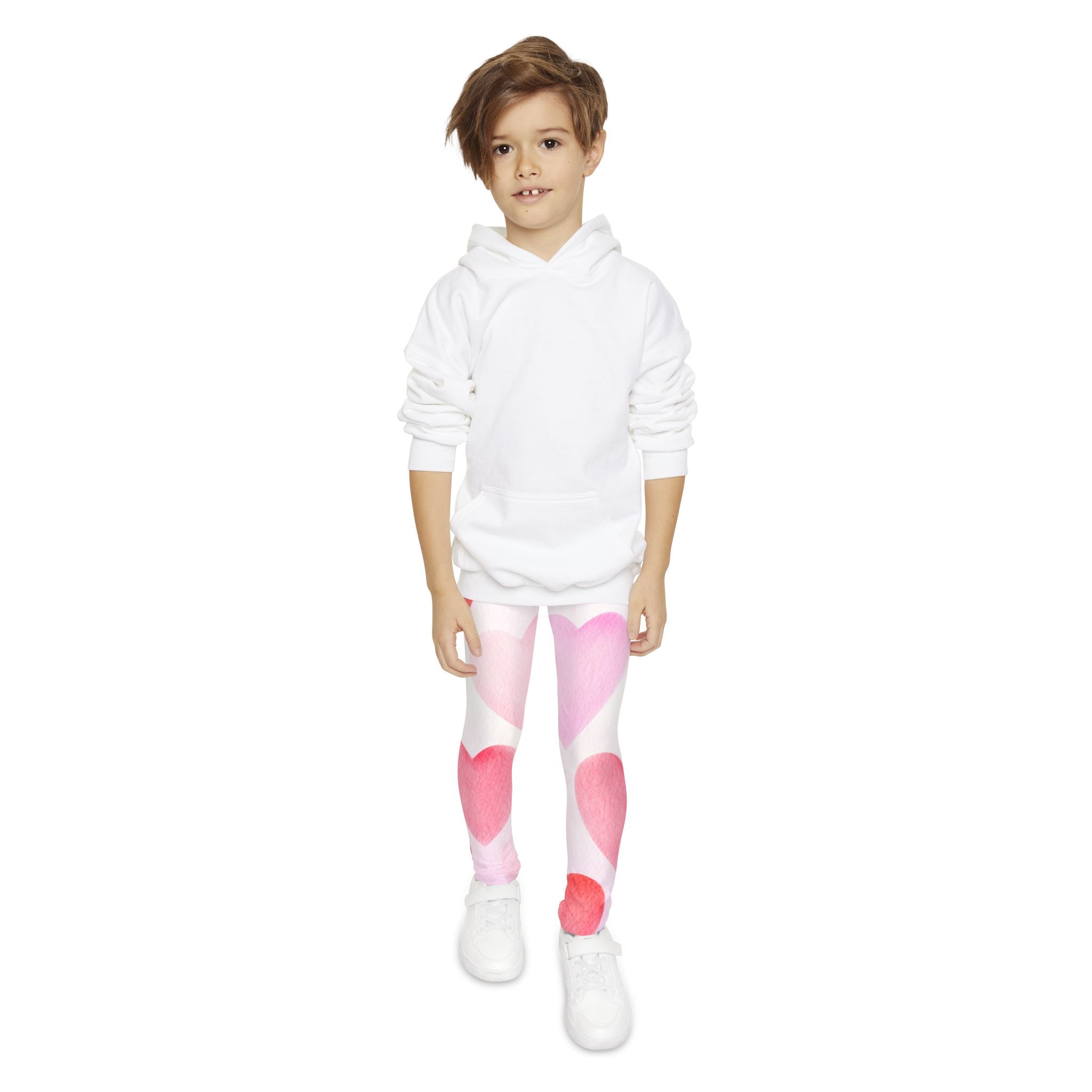 Pink Hearts Leggings Valentine's Day Leggings Youth Full-Length Valentine's Leggings