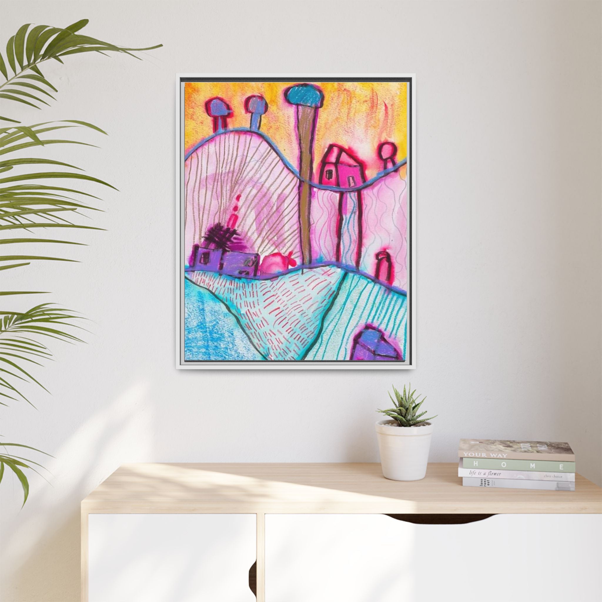 House on a Hill Matte Canvas, Framed Inspired by Frank Stella Art by Jackson Smith