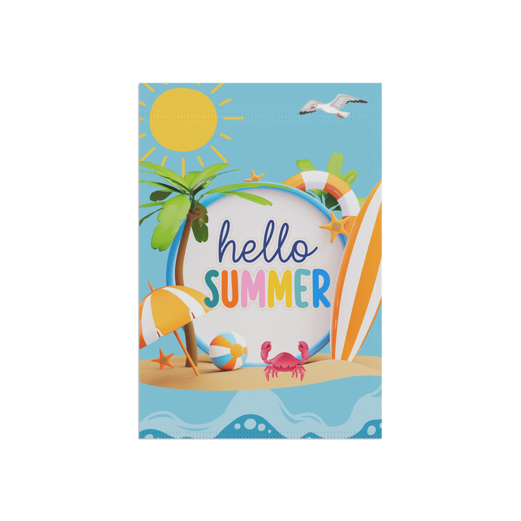 Beach Vibes Hello Summer Garden Flag Welcome Sign 12x18 inches