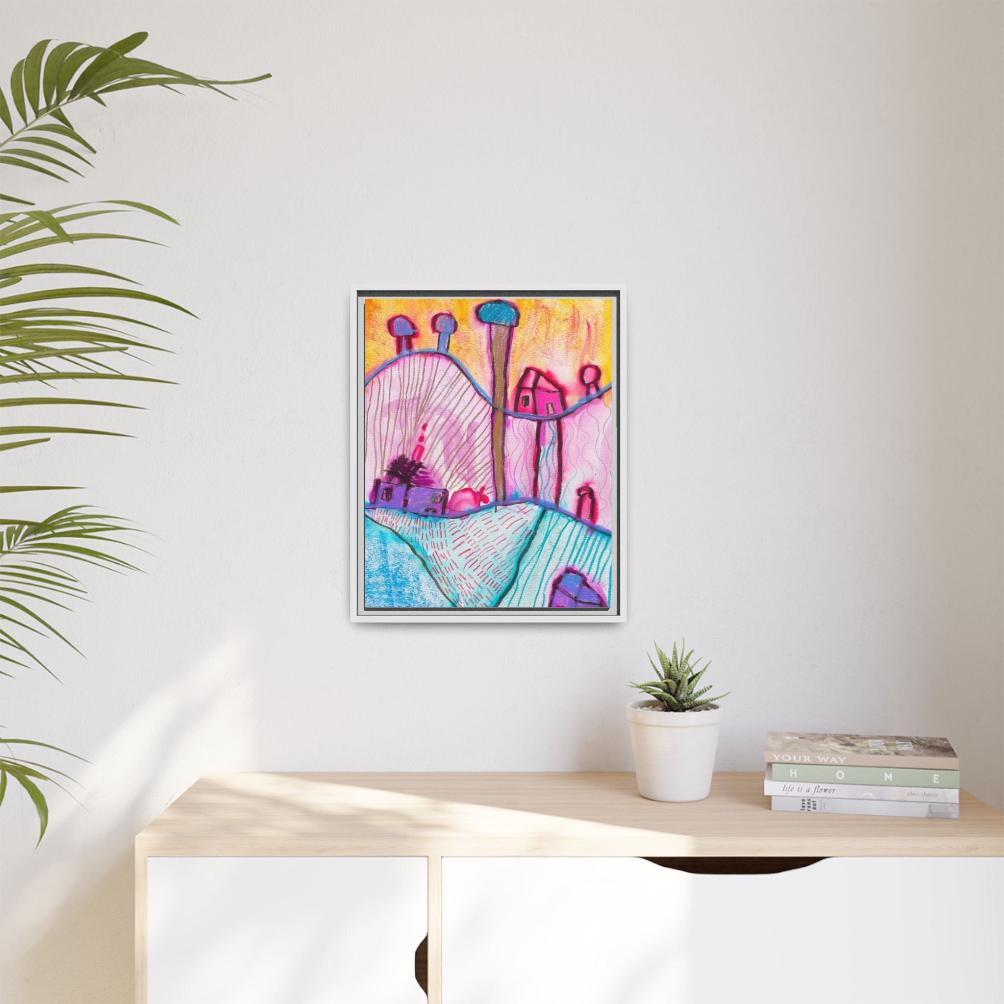 House on a Hill Matte Canvas, Framed Inspired by Frank Stella Art by Jackson Smith