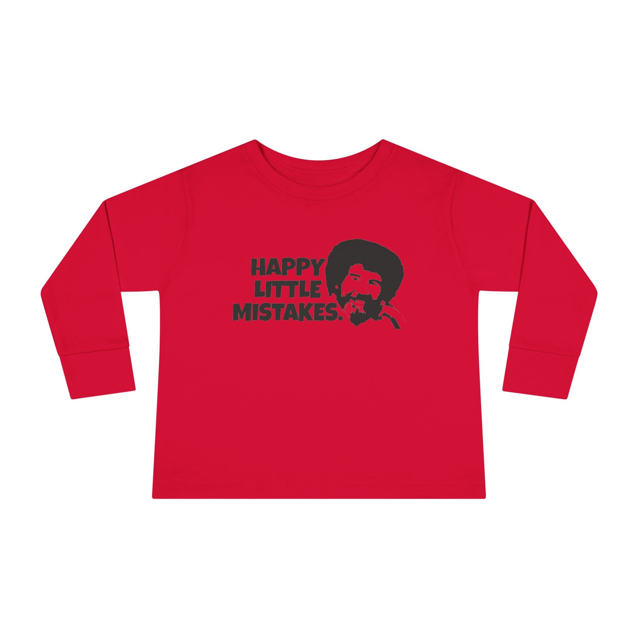 Bob Ross Inspired Toddler Long Sleeve Tee - Happy Little Mistakes Graphic Tee