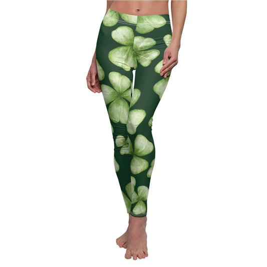 Women's Soft Style Casual Leggings with Shamrock Print St. Patrick's Day Leggings