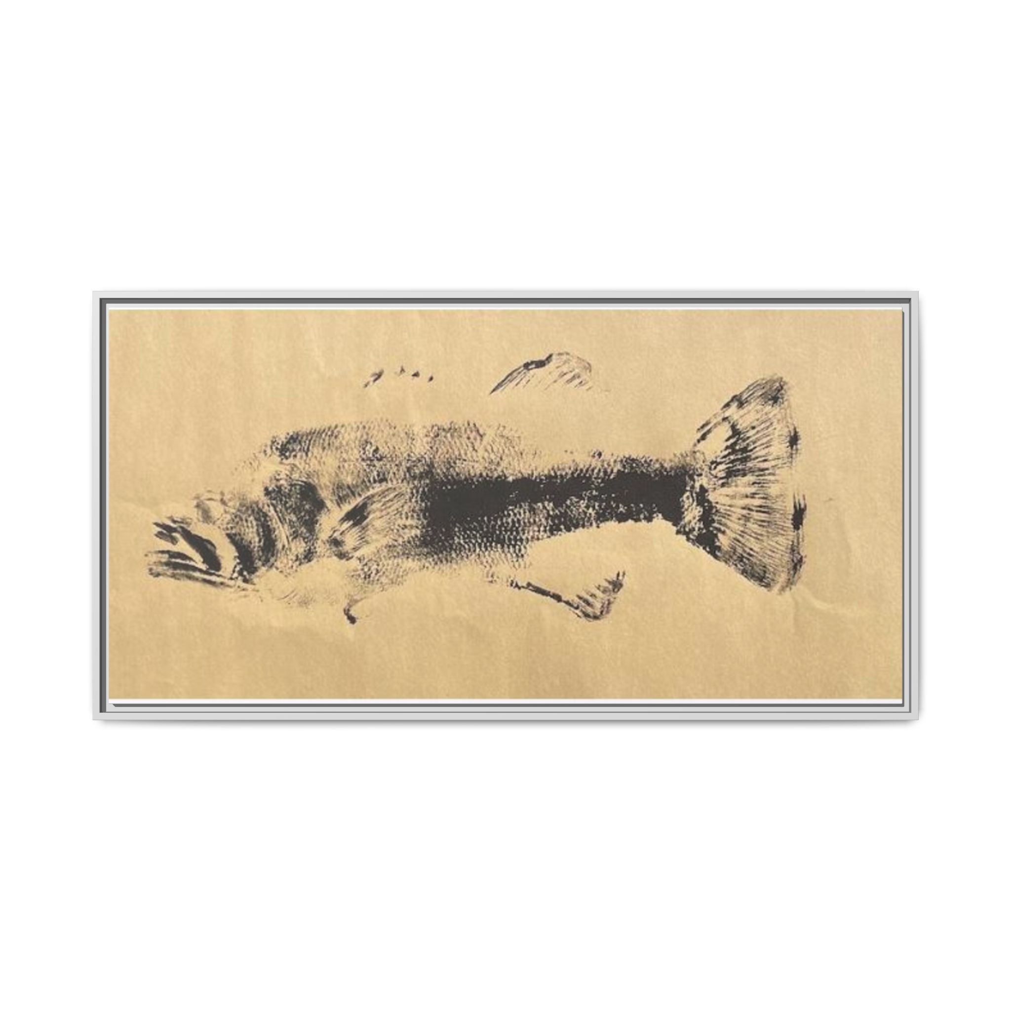 Gyotaku Fish Matte Canvas, Framed Gyotaku print by rubbing the body of an inked fish