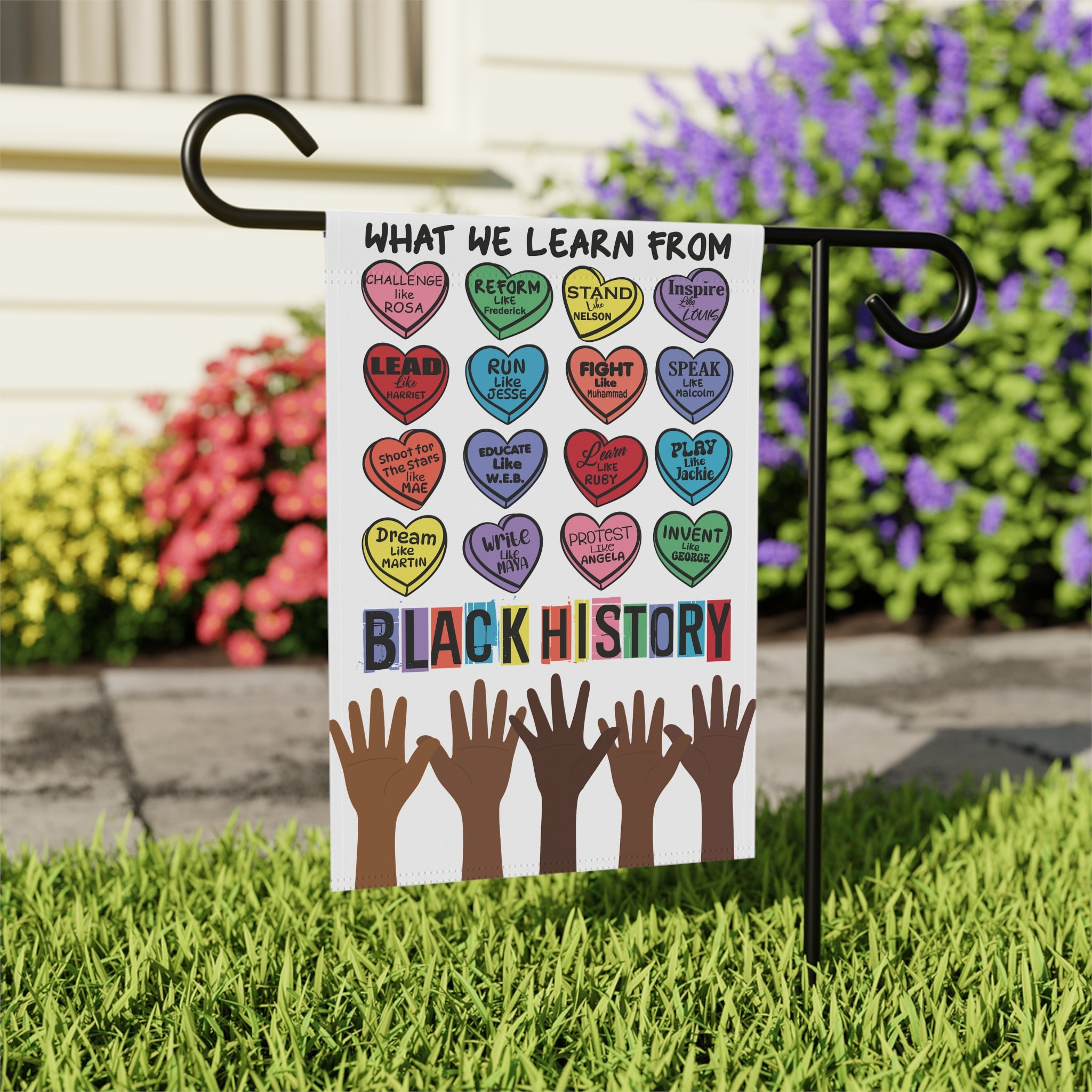 Garden Flag, Black History Love Valentine's Candy Hearts Equality Empowerment Banner, MLK Quotes, BLM Symbol, Juneteenth, Melanin, Freedom,