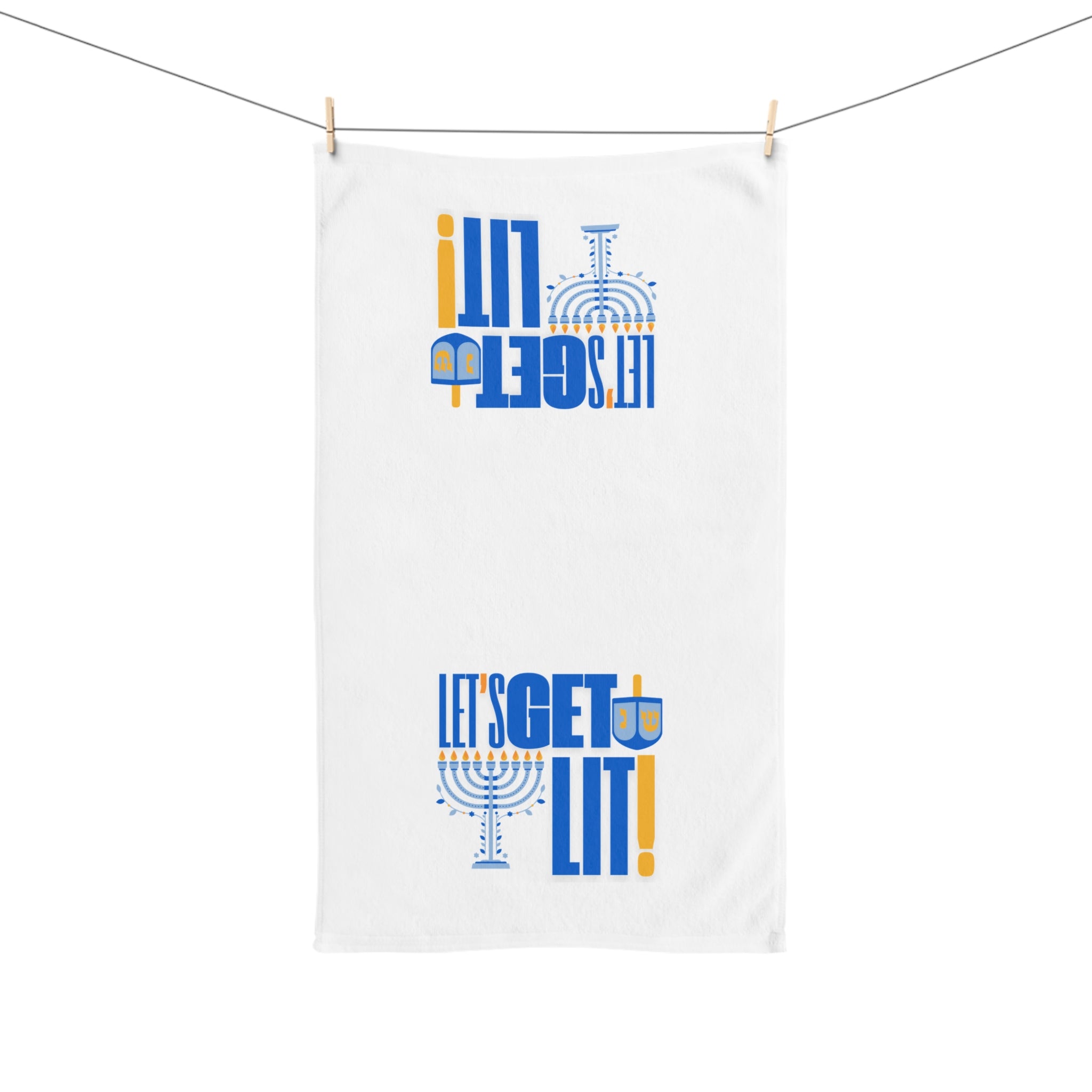 Let's Get Lit Hanukkah Hand Towel, Chanukah Dish Towel