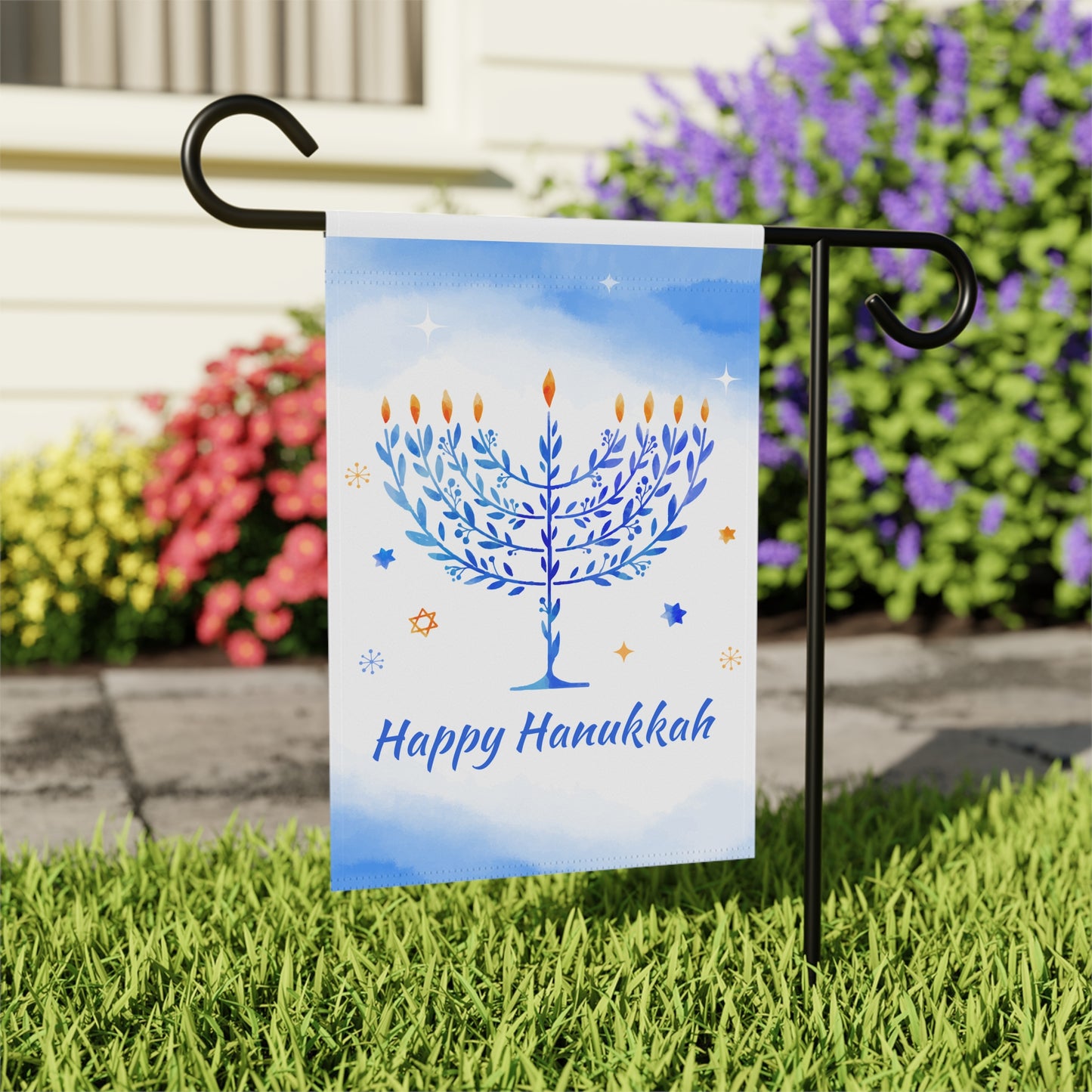 Happy Hanukkah House Flag or Garden Flag Hanukkah Flag