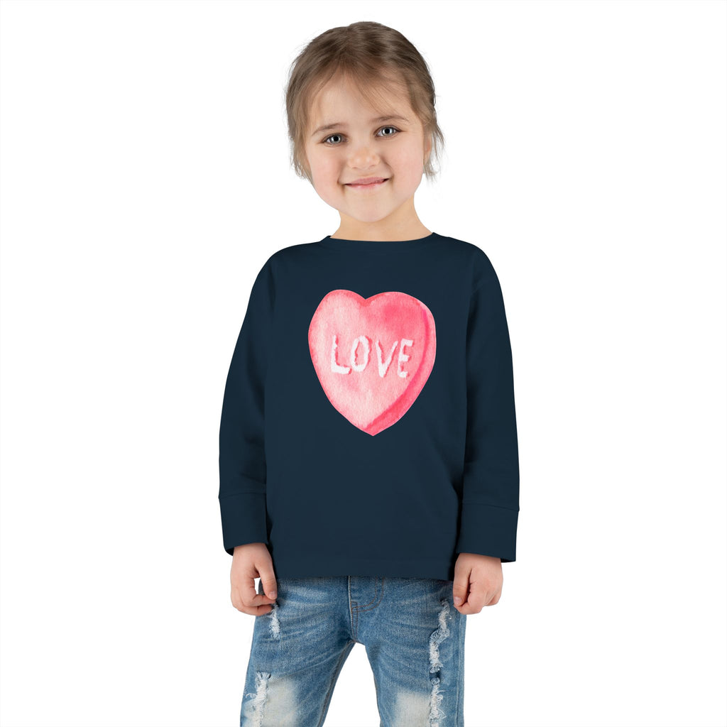 LOVE Candy Hearts Pastel LongSleeve Tee Toddler Long Sleeve Valentine's Day Tee