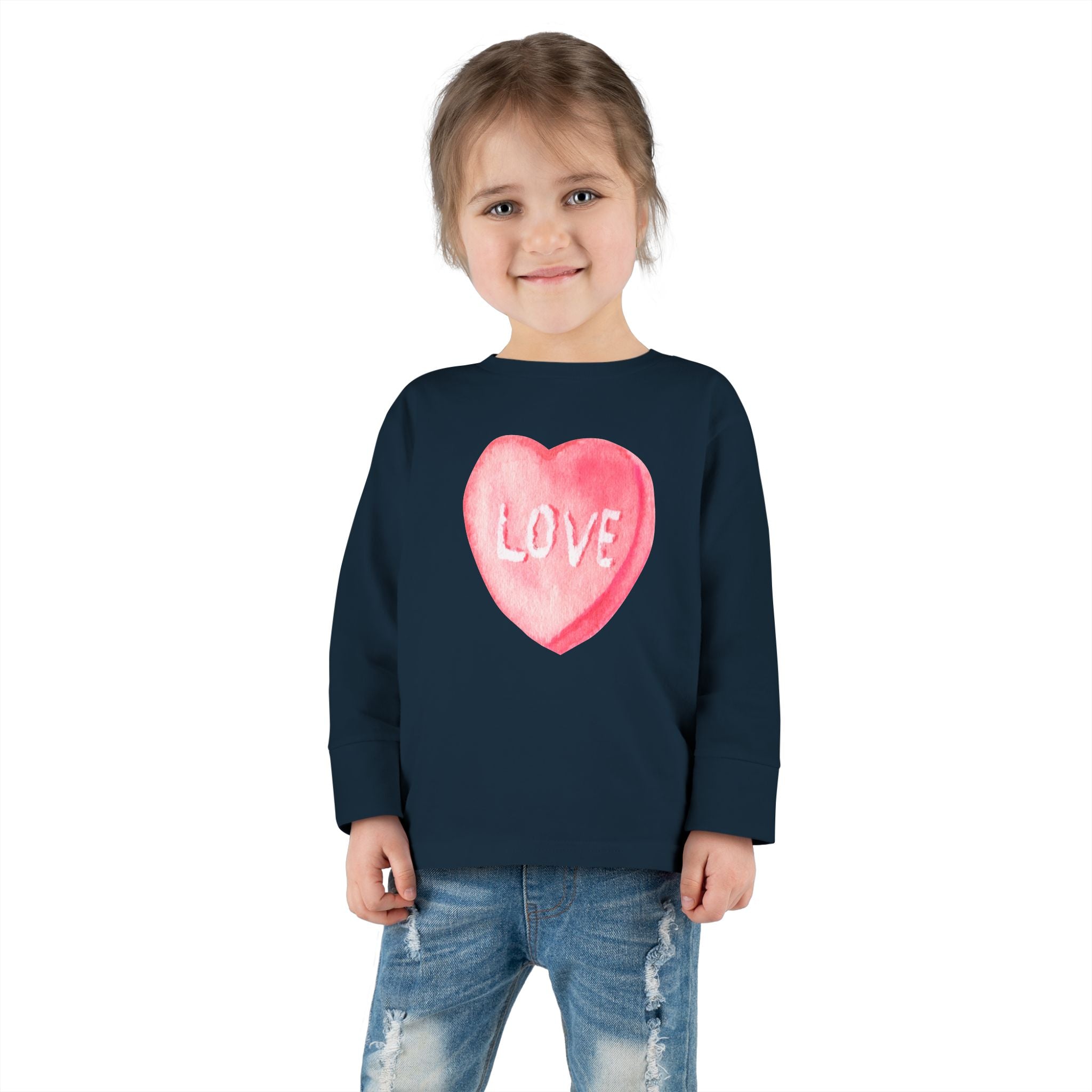 LOVE Candy Hearts Pastel LongSleeve Tee Toddler Long Sleeve Valentine's Day Tee