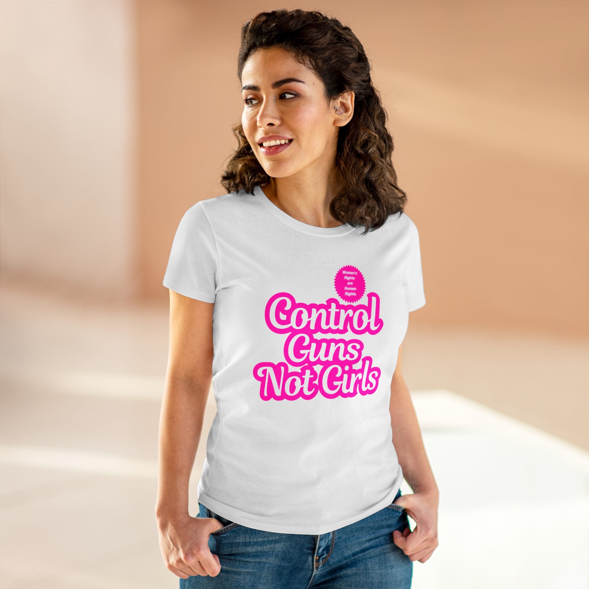 Control Guns Not Girls Women's Cotton Tee Feminist Rights TShirt