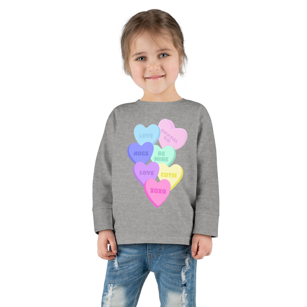 Toddler Candy Hearts Long Sleeve Tee Valentine's Toddler Tee Candy Hearts Valentine's Long sleeve Toddler Tee