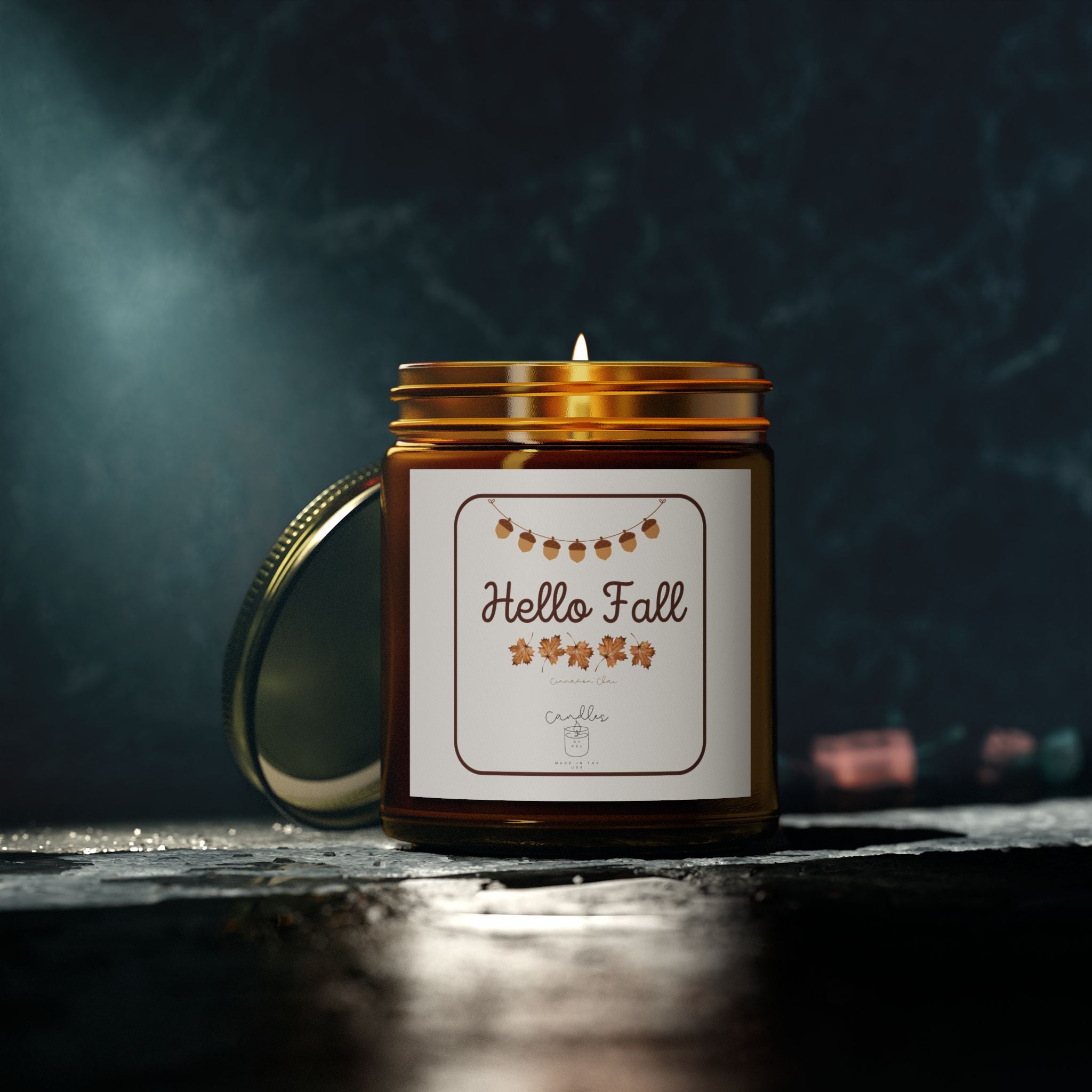 Hello Fall Candle  Cinnamon Chai Scented Candle