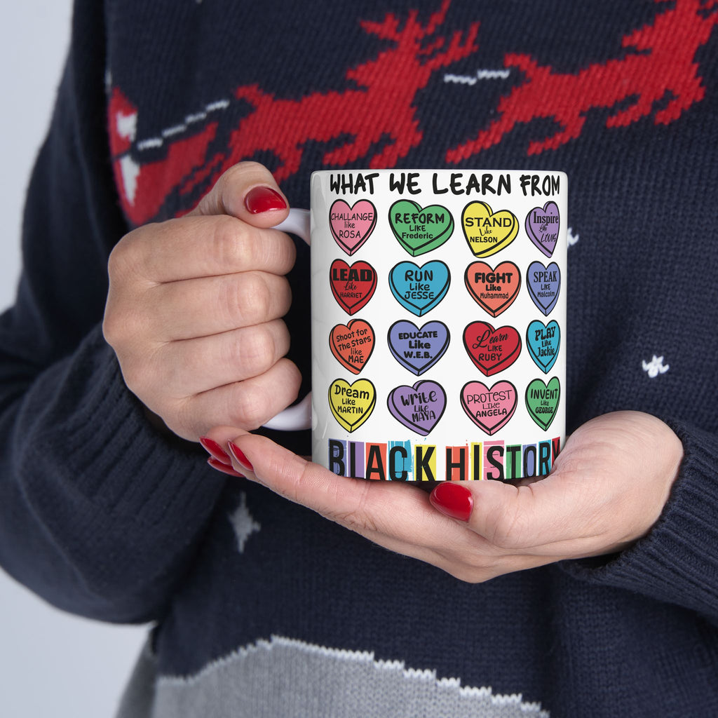 Black History Candy Hearts Valentine's Ceramic Mug, Celebrate and Honor Black History,11oz 15oz Sz, Black History Gift