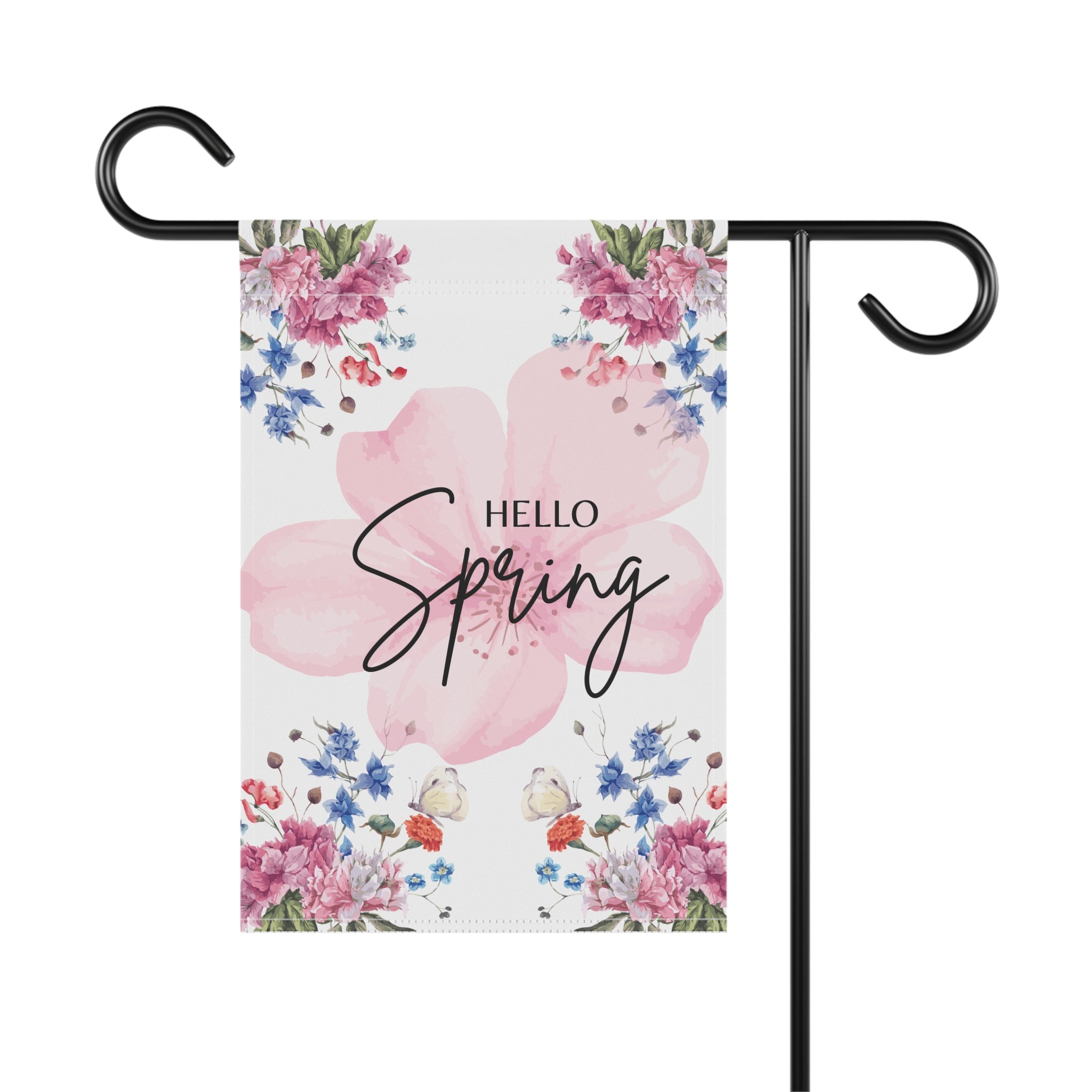 Spring Garden Flag 12X18 Hello Spring House Flag or Garden Flag Floral Decoration, Seasonal Spring Garden Flag