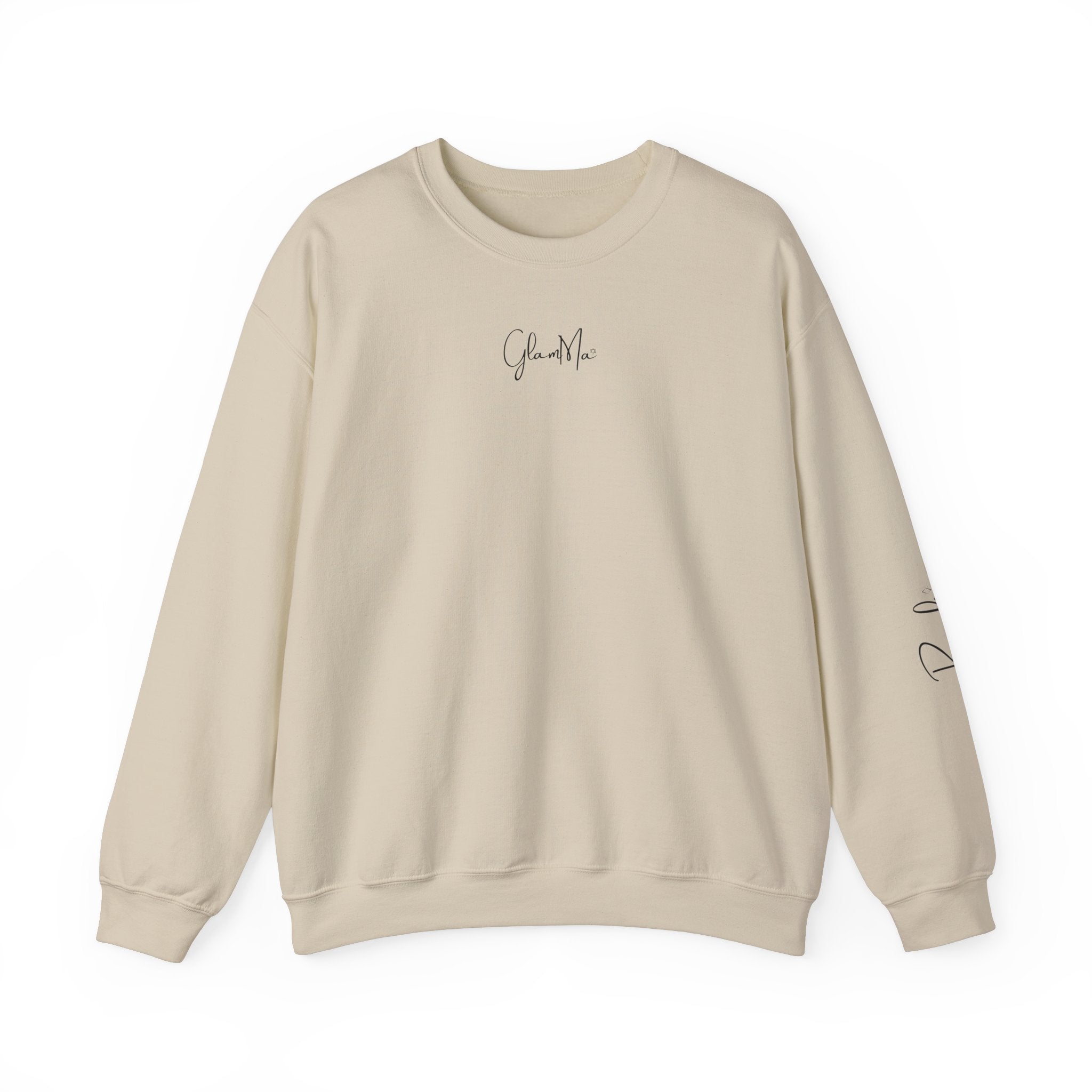 GlamMa Glamorous Jewish Grandmother Crewneck Sweatshirt with Star of David and Grandkid(s) Names - Custom Gift for Glam-Ma