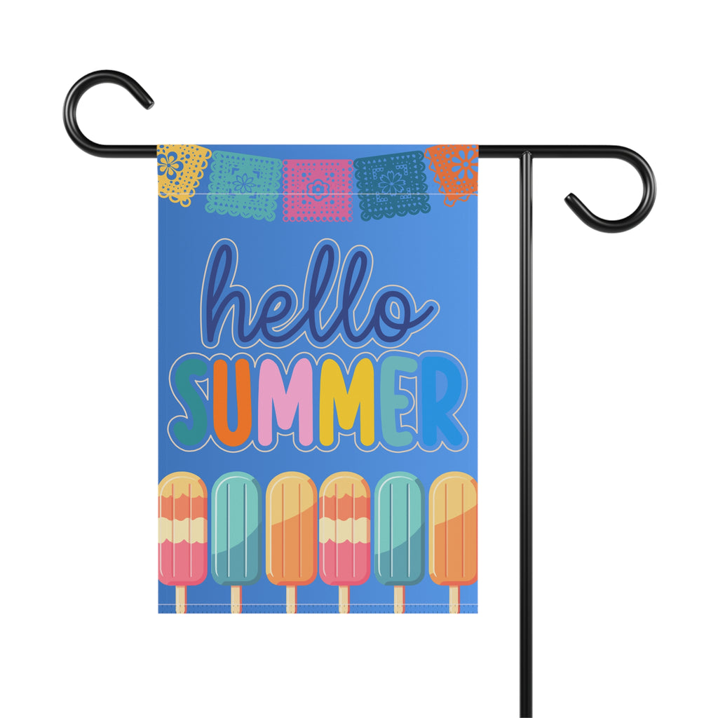 Summer Welcome Flag Hello Summer 12x18 Inches with Popsicles Design