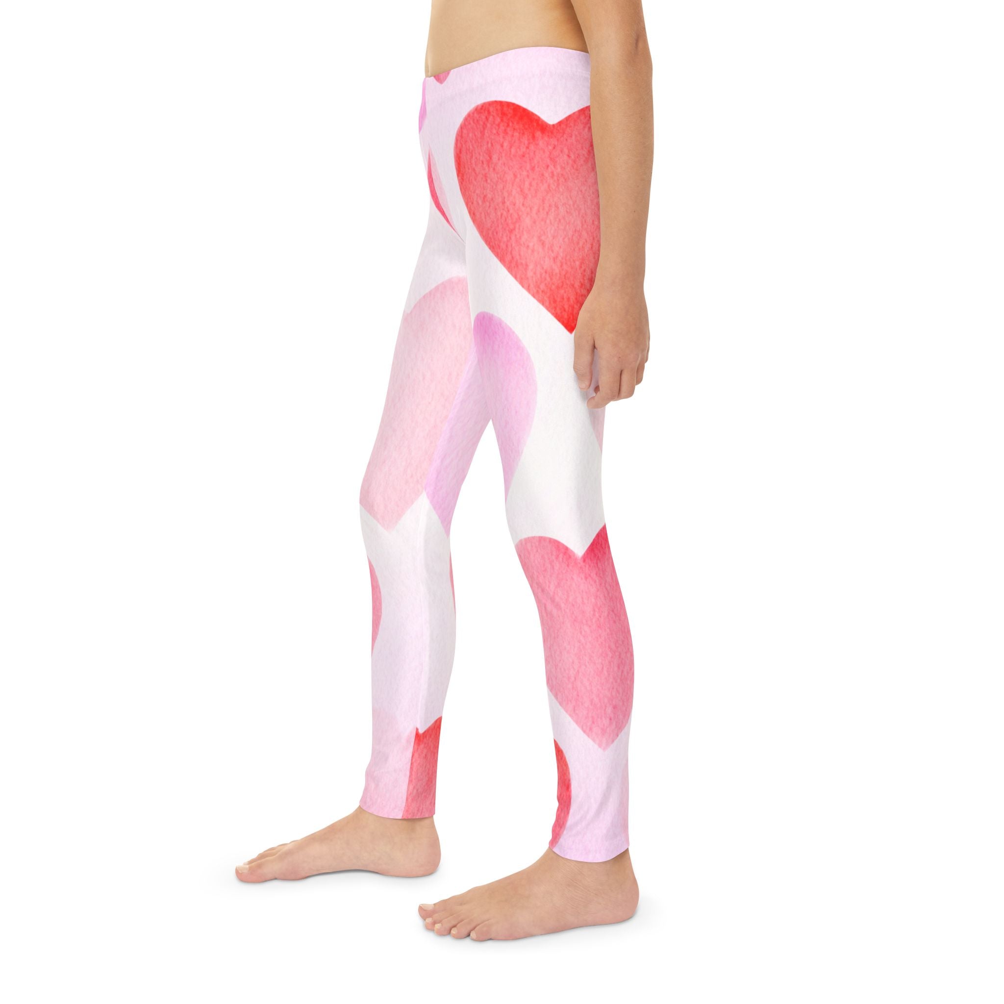 Pink Hearts Leggings Valentine's Day Leggings Youth Full-Length Valentine's Leggings